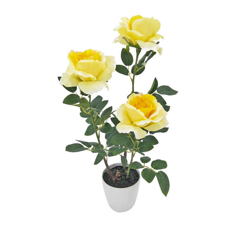 Kunstblume Kunstblume Rosen im Topf Leilani Rose, NTK-Collection, Höhe 48 cm, Kunstpflanze Dekoration Rosentopf