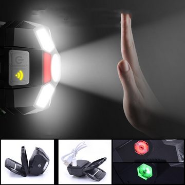 Rutaqian LED Stirnlampe Stirnlampe LED Wiederaufladbar mit Rotlicht& 5 Lichtmodi (Superhelle Sensor LED Stirnlampe Kopflampe, IPX4 Wasserdichte), Leicht Kopflampe für Angeln, Joggen, Camping