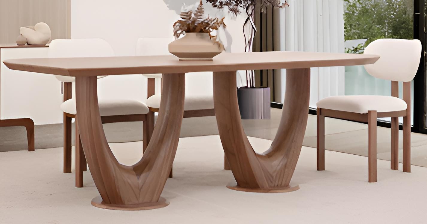 JVmoebel Esstisch Modernes braunes Esszimmer-Set aus Holz mit komfortablen Stühlen (Packung, 1-St., Tisch)