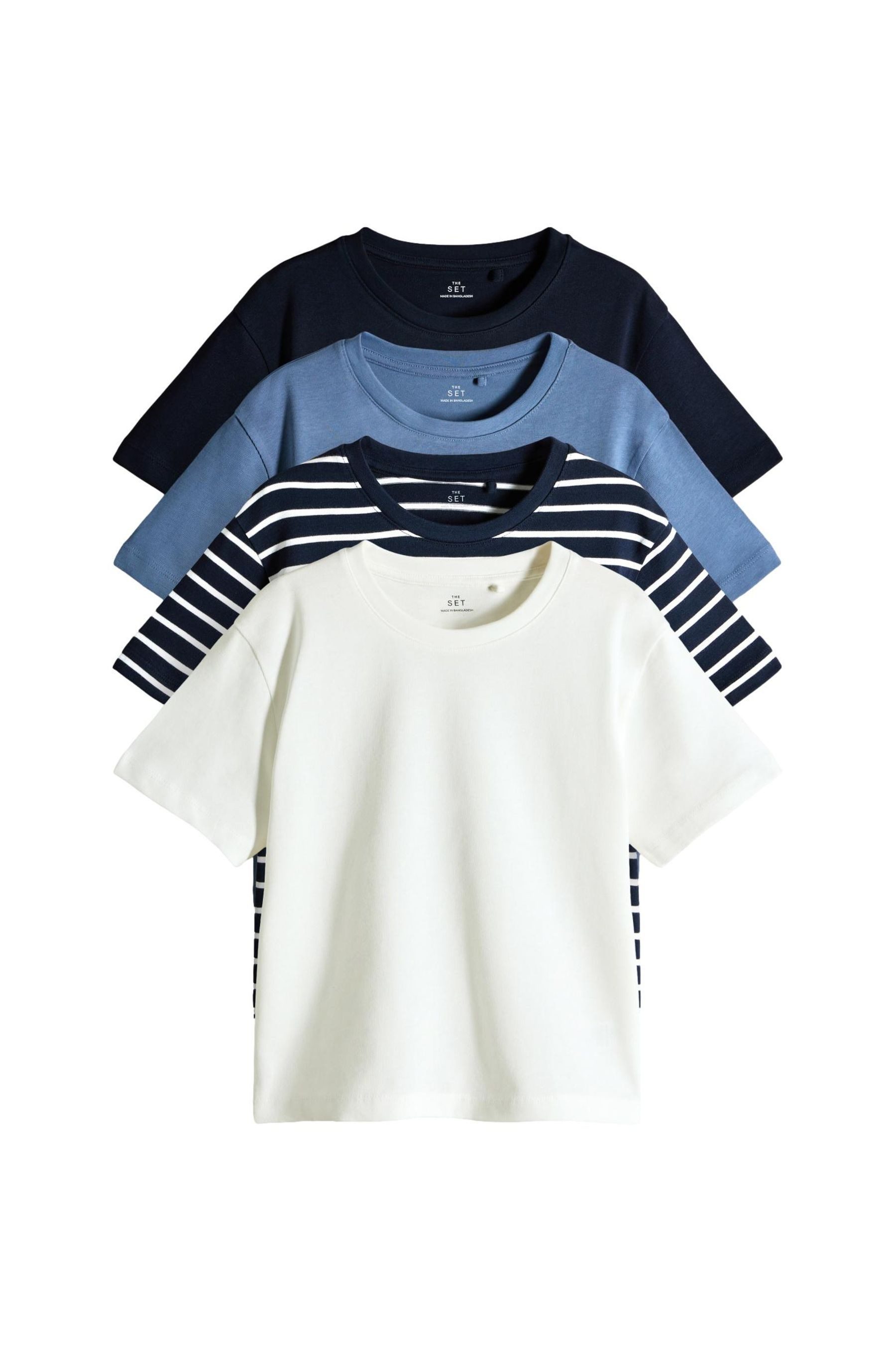 T-Shirt The Set Skater-Shirts aus schwerem Stoff, 4er-Pack