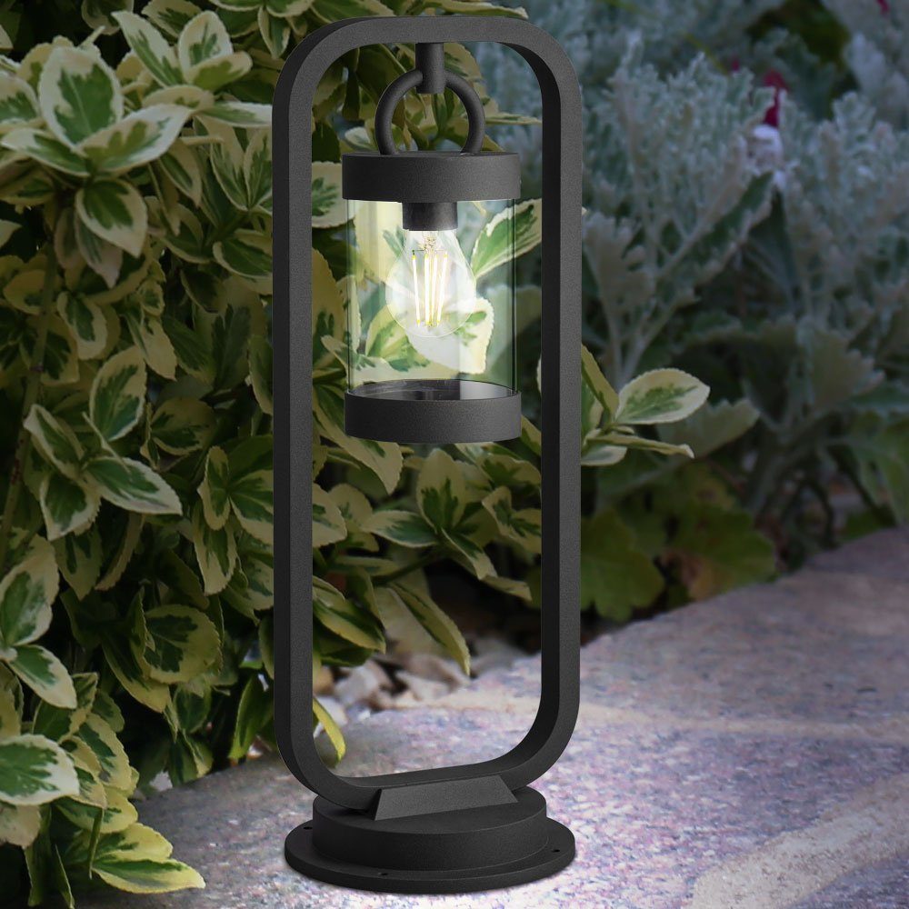 etc-shop LED Außen-Stehlampe, Leuchtmittel inklusive, Leuchte Beleuchtung Garten ANTHRAZIT ALU Steh Lampe im Warmweiß, Sockel Außen
