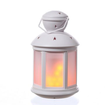 MARELIDA LED Laterne LED Laterne mit Flammeneffekt Dekolaterne flackernd 22cm weiß, LED Classic, amber