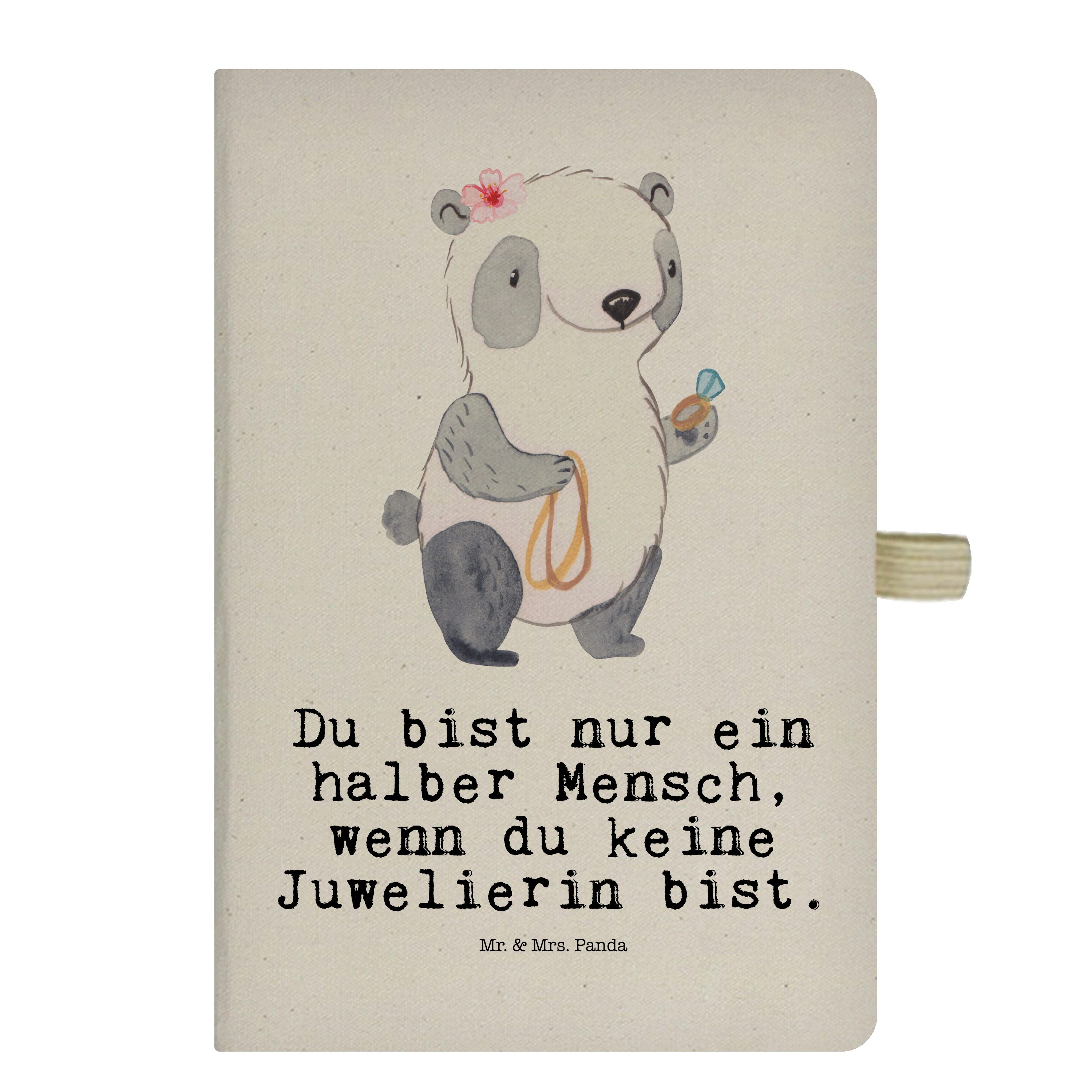 Mr. & Mrs. Panda Notizbuch Juwelierin mit Herz - Transparent - Geschenk, Schmuckgeschäft, Jubilä Mr. & Mrs. Panda