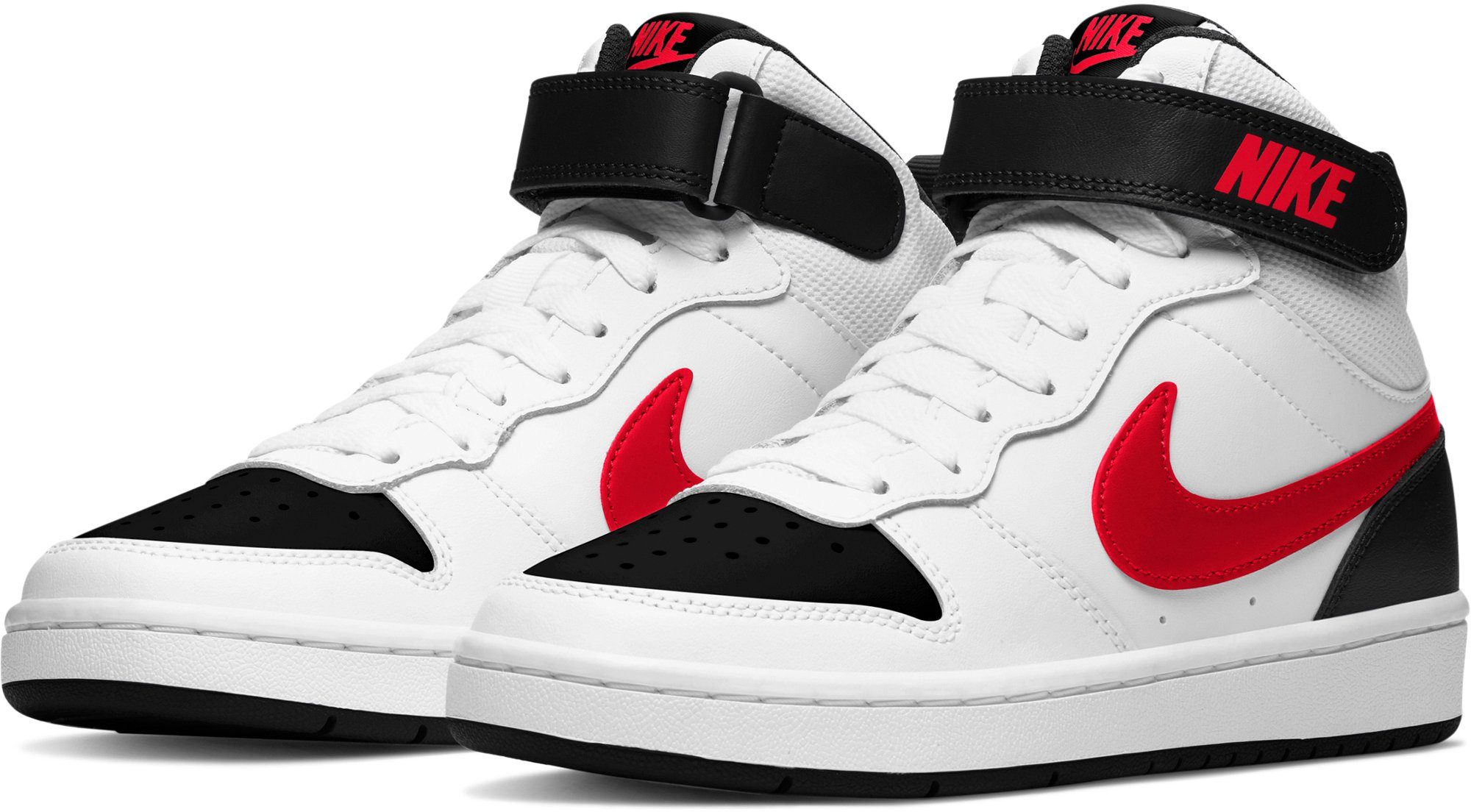 Nike Sportswear COURT BOROUGH MID 2 (GS) Sneaker Design auf den Spuren des Air Force 1 weiß-rot-schwarz