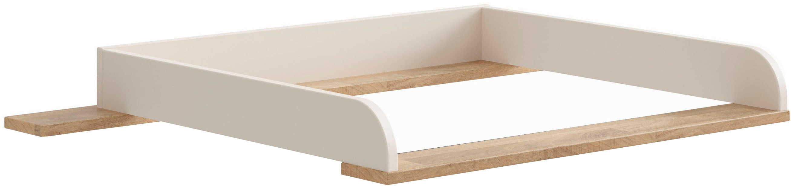 PAIDI Wickelaufsatz STIENE in Beige oder Grau, zur Erweiterung der Kommode, Wickelauflage mit Eiche Massivholz und gerundeten Kanten