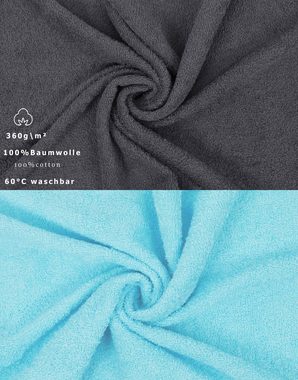 Betz Handtuch Set 8-tlg. Handtuch-Set Palermo Farbe anthrazit und türkis, 100% Baumwolle