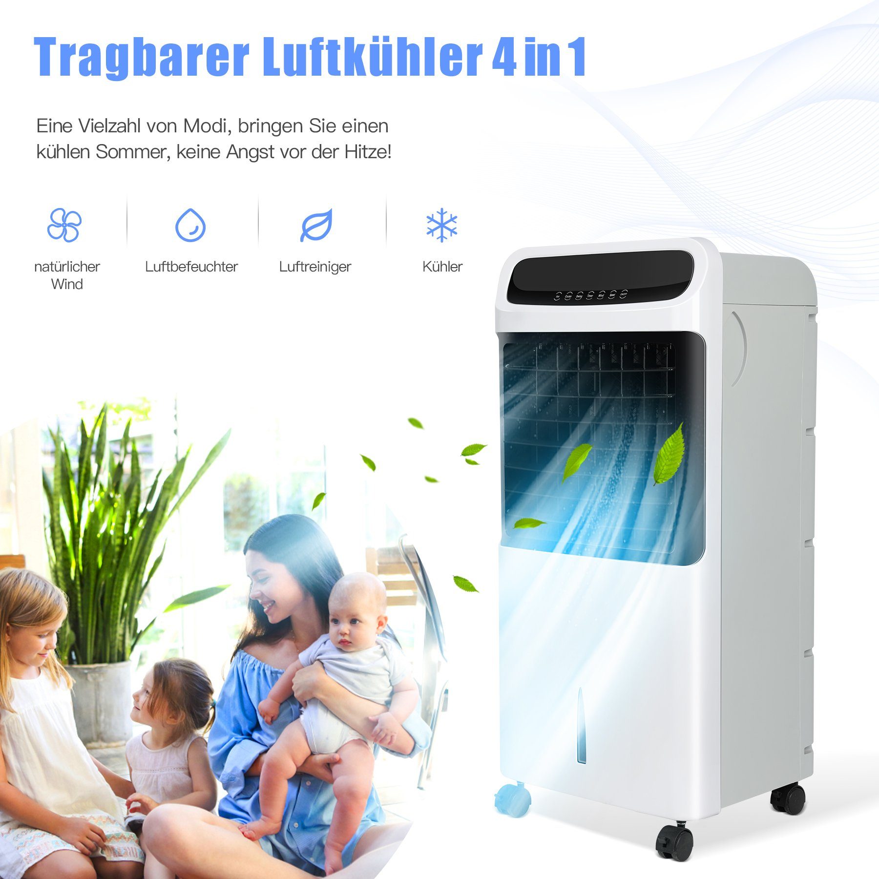 HomeMiYN Standventilator 12L Standventilator Klimagerät 4-in-1-Funktion günstig online kaufen
