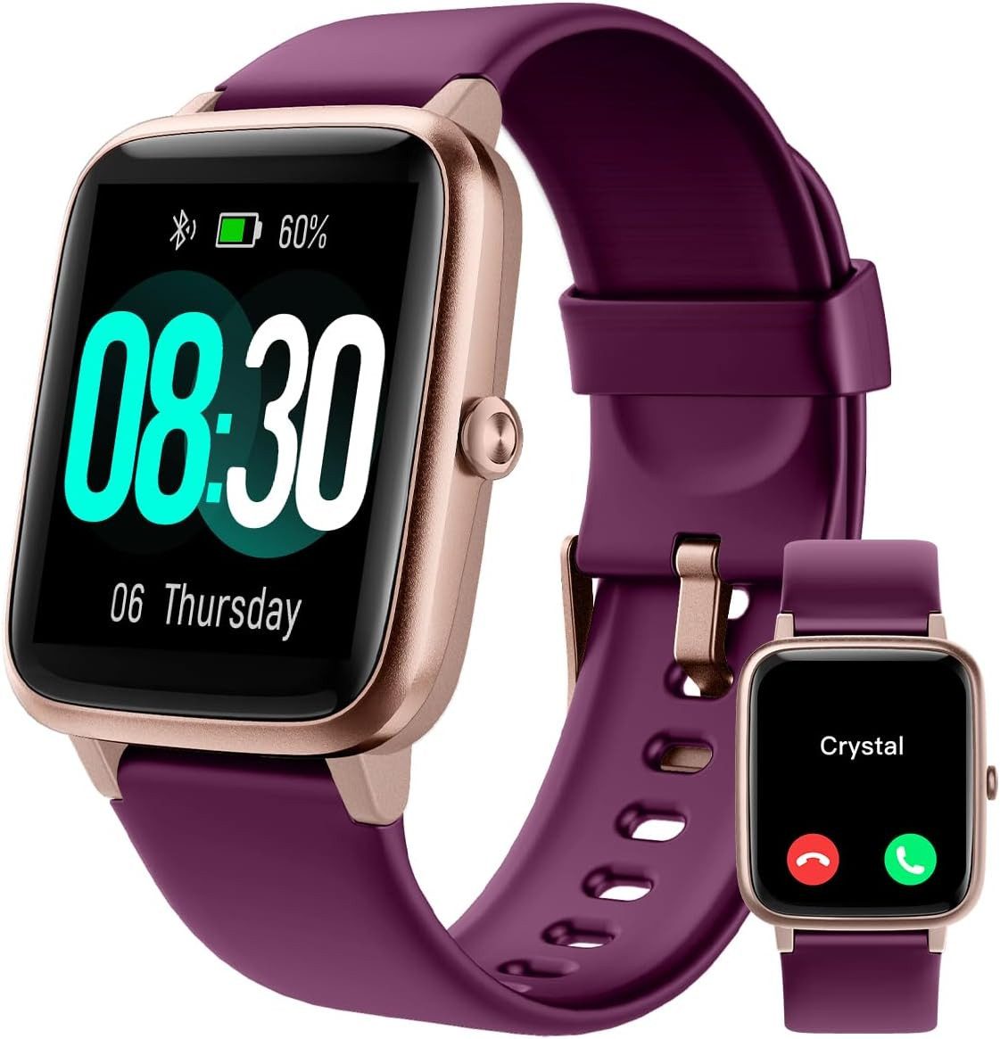 GRV FC1 Smartwatch (android ios), Smartwatch mit Sporttracking, Benachrichtigungen, Schlaf & Puls