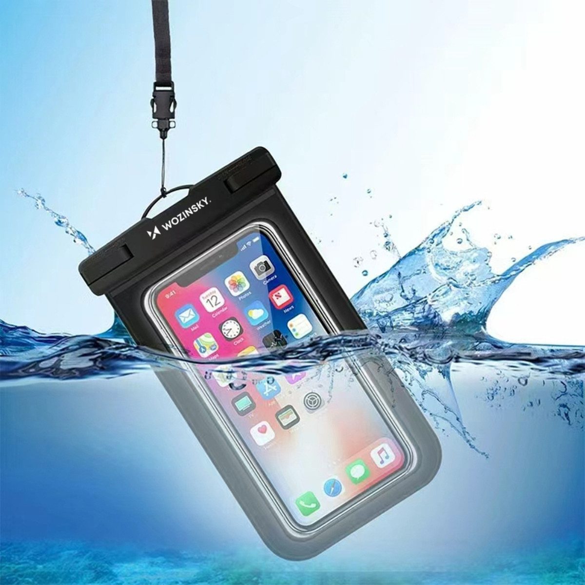 Wozinsky Handyhülle WWE-01, Wasserdichte Handyhülle mit Armband 0,3 mm PVC ABS Verschluss
