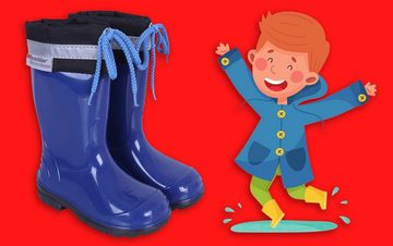 Sarcia.eu Blaue Gummistiefel Regenstiefel Regenschuhe für Kinder LEMIGO 23 EU Gummistiefel
