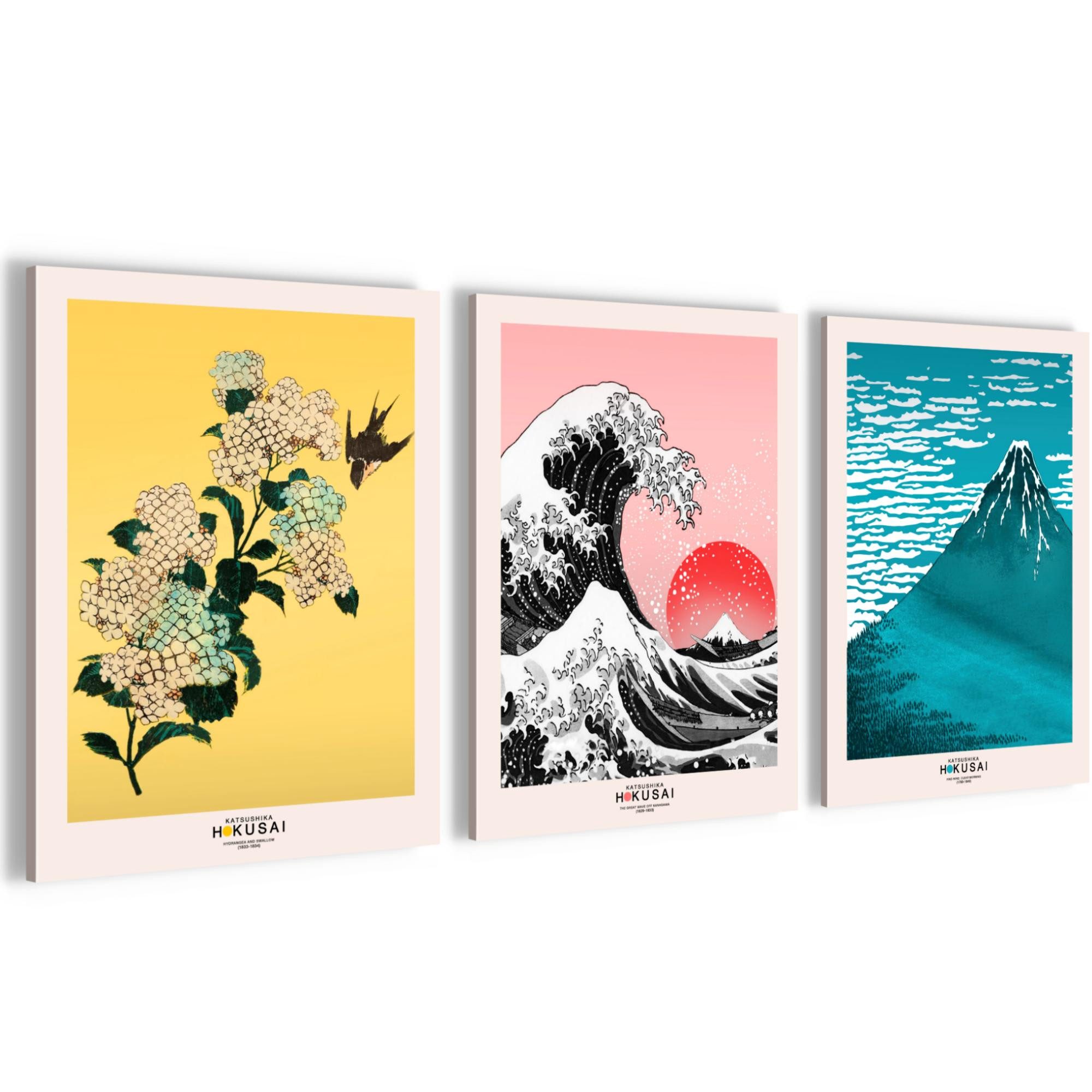 Novart Wandbild Japan Hokusai Abstrakt Wandbilder XXL Wandbild Wand Deko Bilder, Hokusai