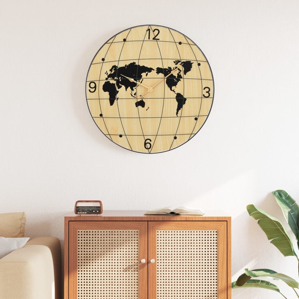 vidaXL Wanduhr Wanduhr Gelb und Schwarz Ø50 cm Holzwerkstoff