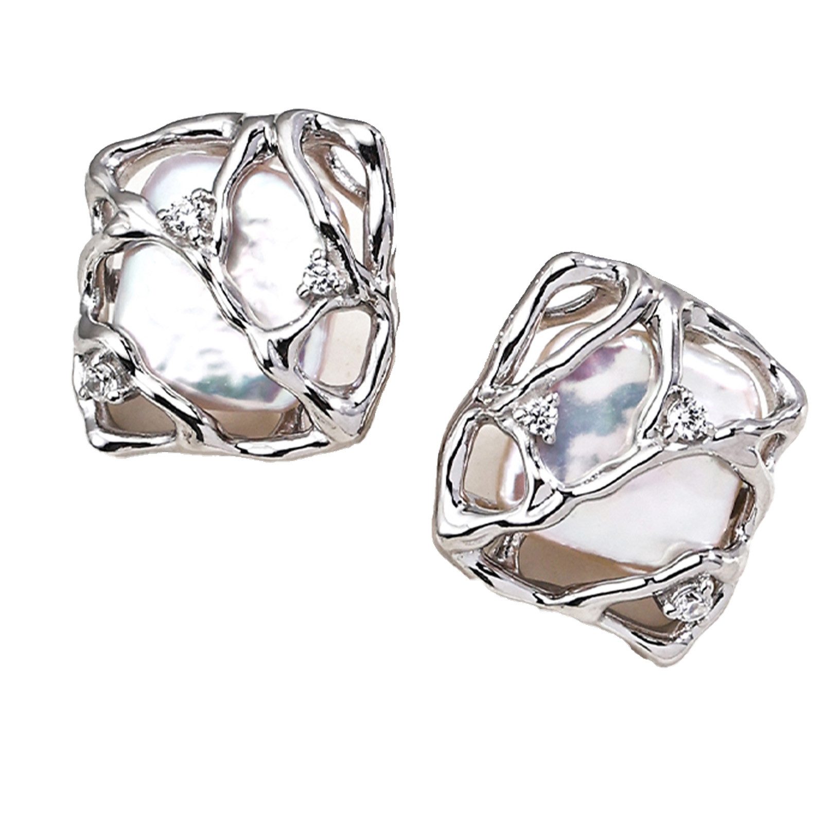 Jumpeak Paar Ohrhänger silber ohrringe damen925,perlen ohrringe,quadratohrringe,ohrringedamen, 2 Farben,18kohrringe vergoldet,damen geschenk,schwester geschenk