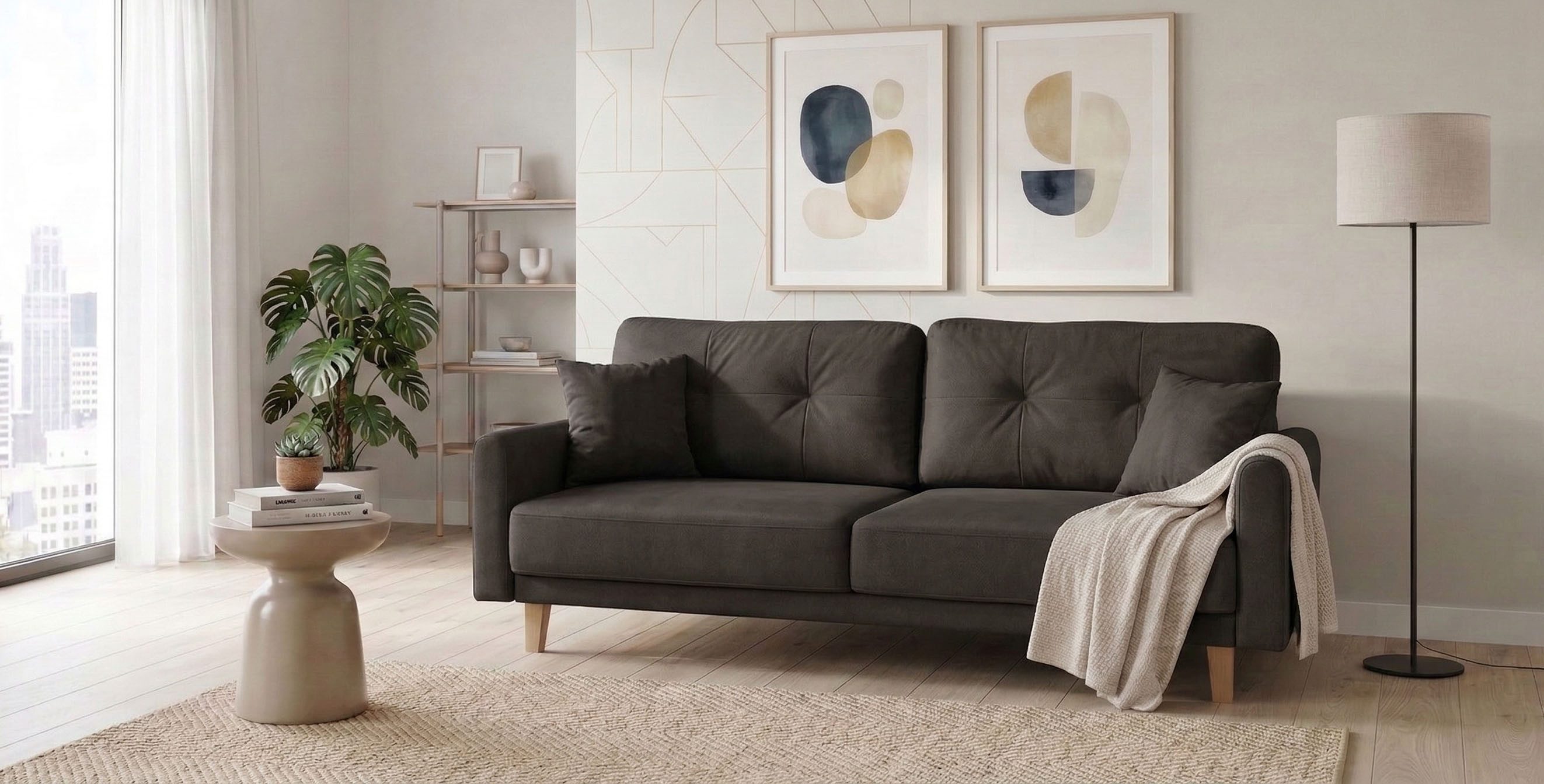 Home affaire 3-Sitzer TRIPLO optionale Schlafsofa mit Bettkasten, Maße B/T/H: 215/100/89 cm, Wahlweise Bettfunktion - Liegefläche 145x191 cm, Rücken-, Zierkissen