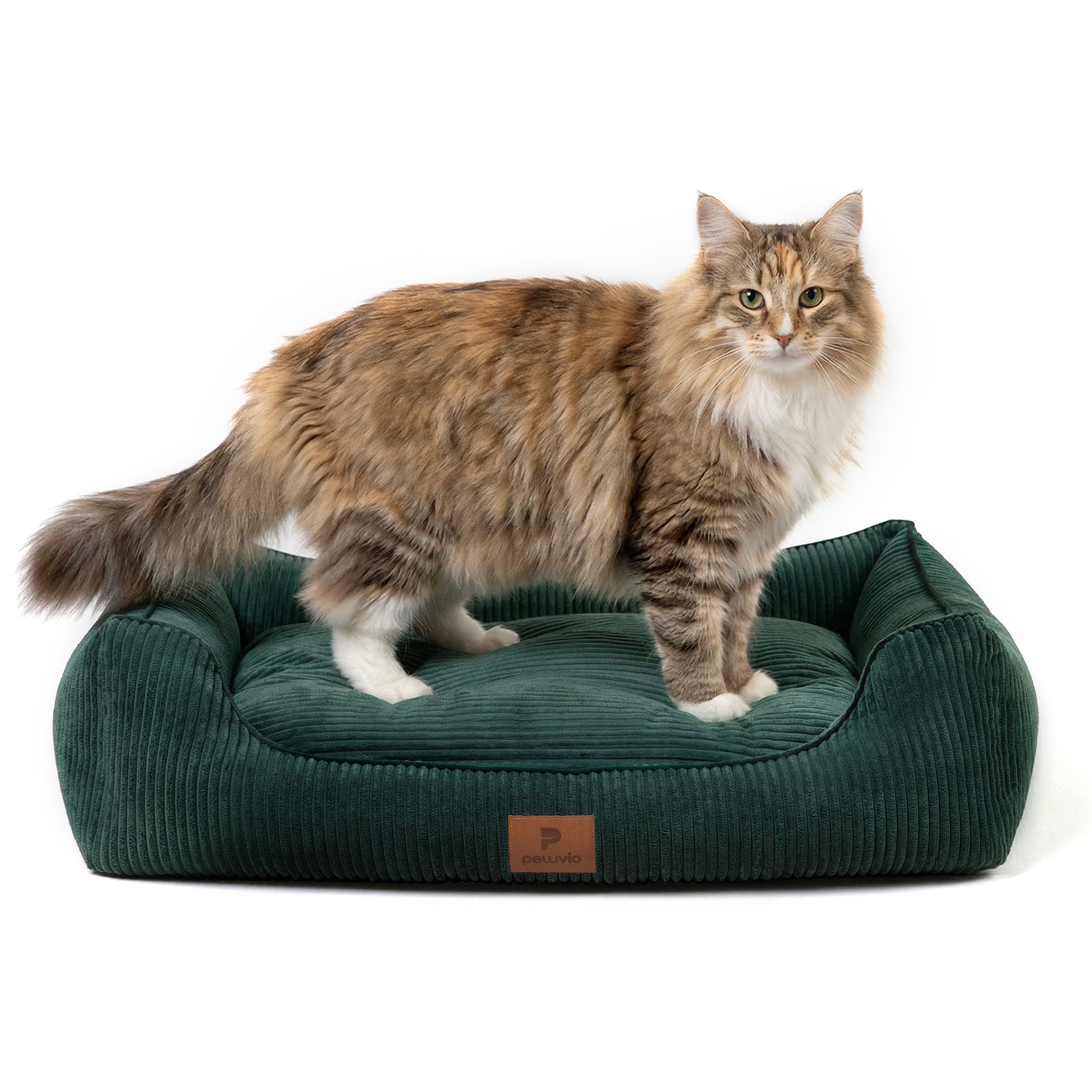 Peluvio Tierbett HIRADO CAT, Außenstoff des Bezugs: 91% Polyester, 9% Nylon; Unterseite: rutschfester Stoff 145 g/m², Cordoptik/rutschfest/formstabil/waschbar 30°C