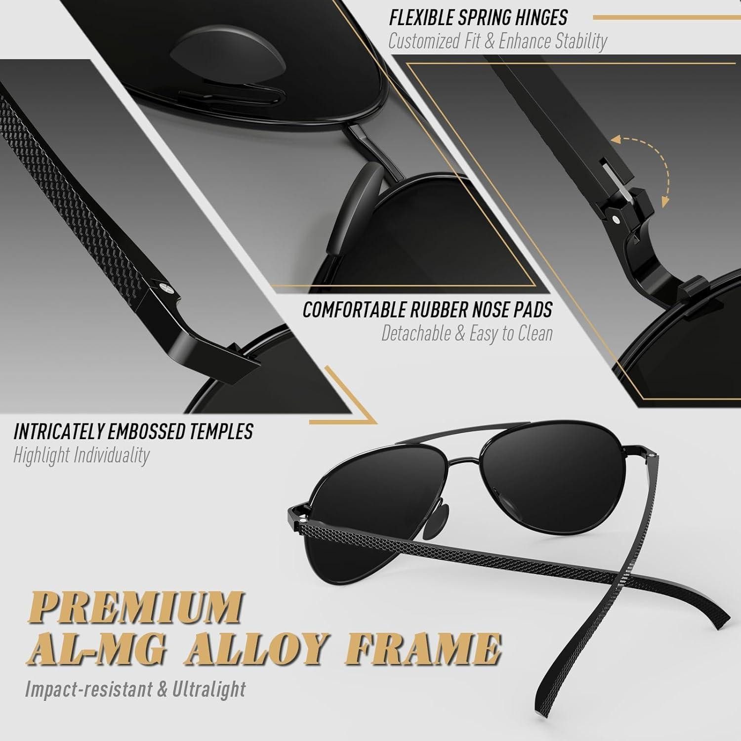 LuxusKollektion Pilotenbrille Sonnenbrille Herren Polarisiert UV400 Metallrahmen CAT3 Silber Silber