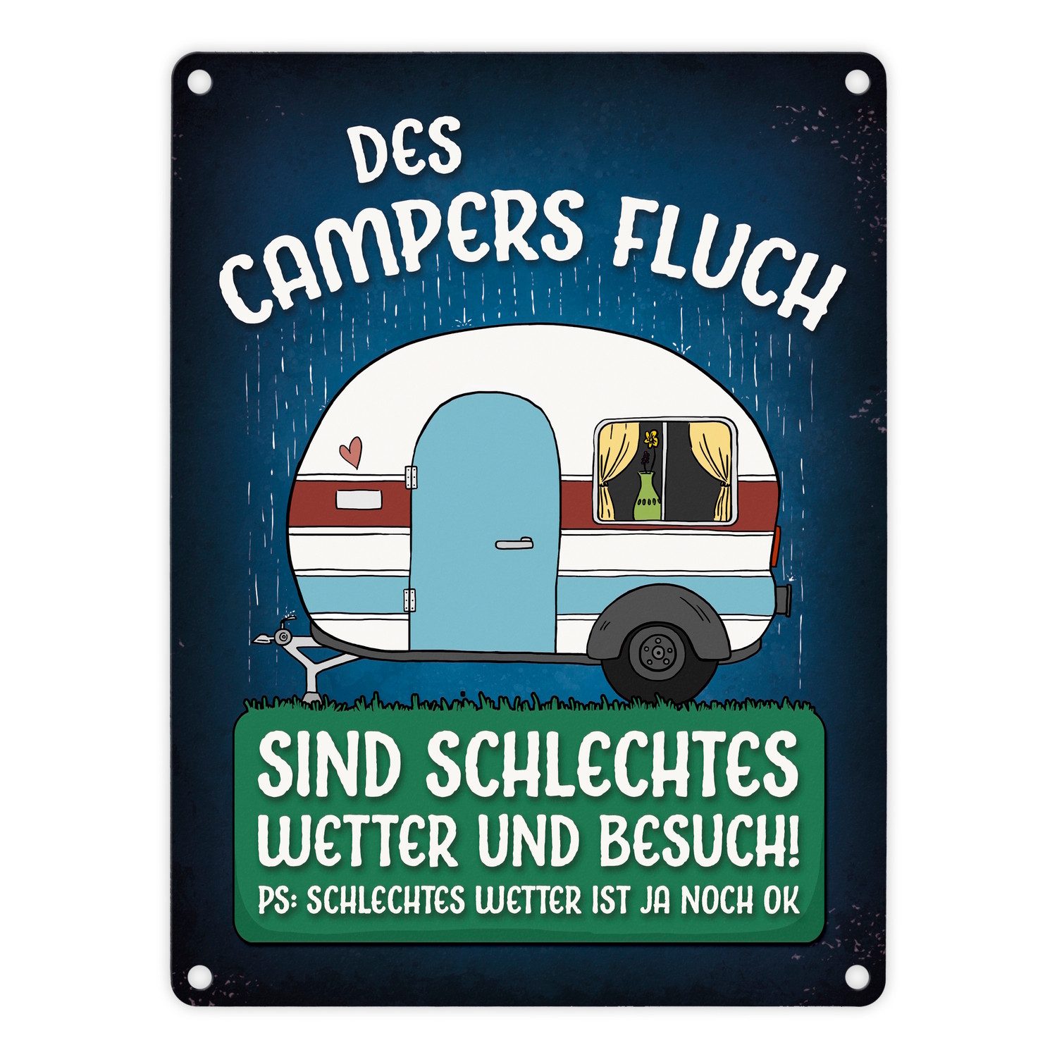 Metallschild Des Campers Fluch Metallschild mit Wohnwagen Motiv Wohnmobil Besuch