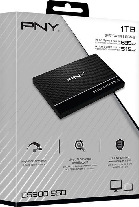 PNY CS900 2.5'' SATA III SSD 1TB interne SSD (1TB) 2,5" 535 MB/S Lesegeschwindigkeit, 515 MB/S Schreibgeschwindigkeit