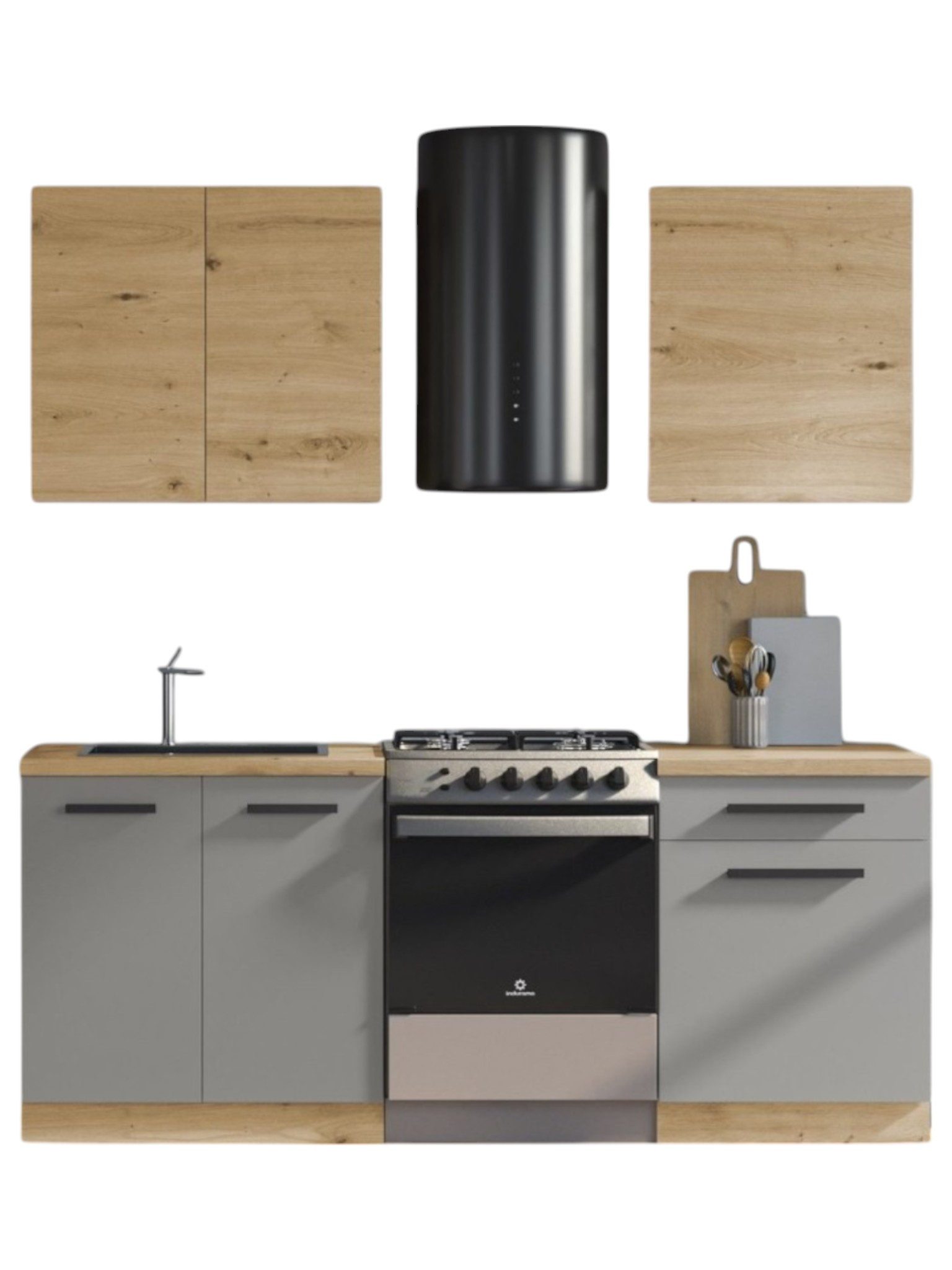 ROYAL24_MARKT Кухниzeile K15-G140 - Langen - Hochwertige Küche mit stilvollem Design, (Komplett Set), Premium – Zeitlos – Edel.