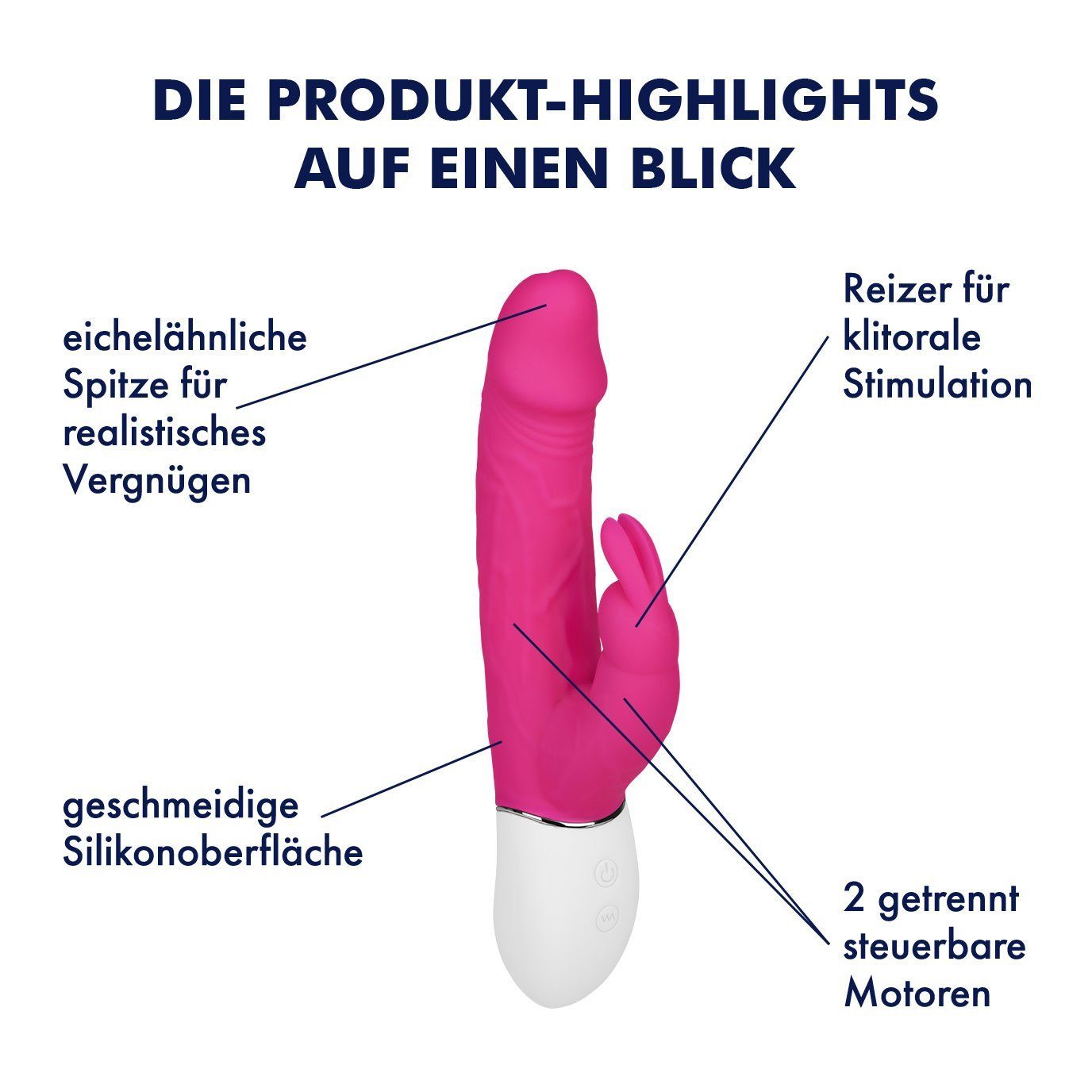 EIS Klitoris-Stimulator EIS Geaderter / neon-pink (21cm) Silikon-Rabbit weiß