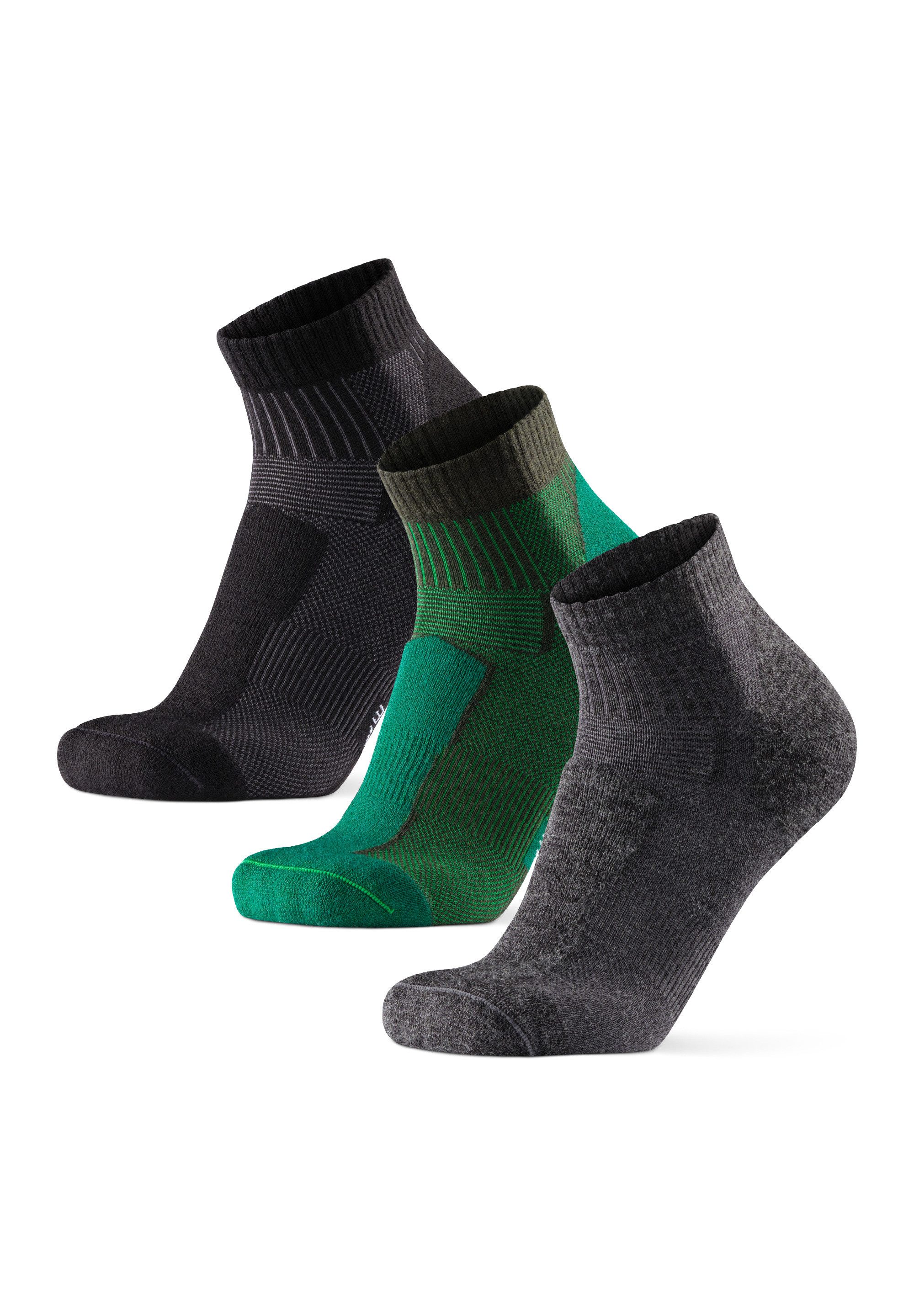 DANISH ENDURANCE Basicsocken Merino Hiking Low (Packung, 3-Paar) Outdoor Aktivitäten, für Herren, Damen & Kinder