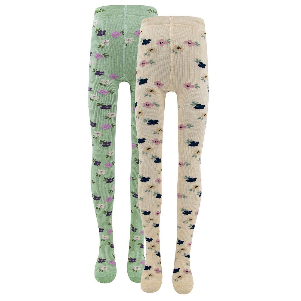 Ewers Strumpfhose Strumpfhose 2er Pack Blümchen (2 St. 2er-Set) 65% Baumwolle, 32% Polyamid, 3% Elasthan