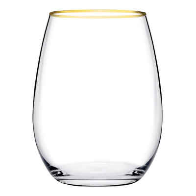 Pasabahce Gläser-Set Amber Golden Touch-570, Glas, Long Drink Gläser 4-teiliges Set mit Goldrand 570ml