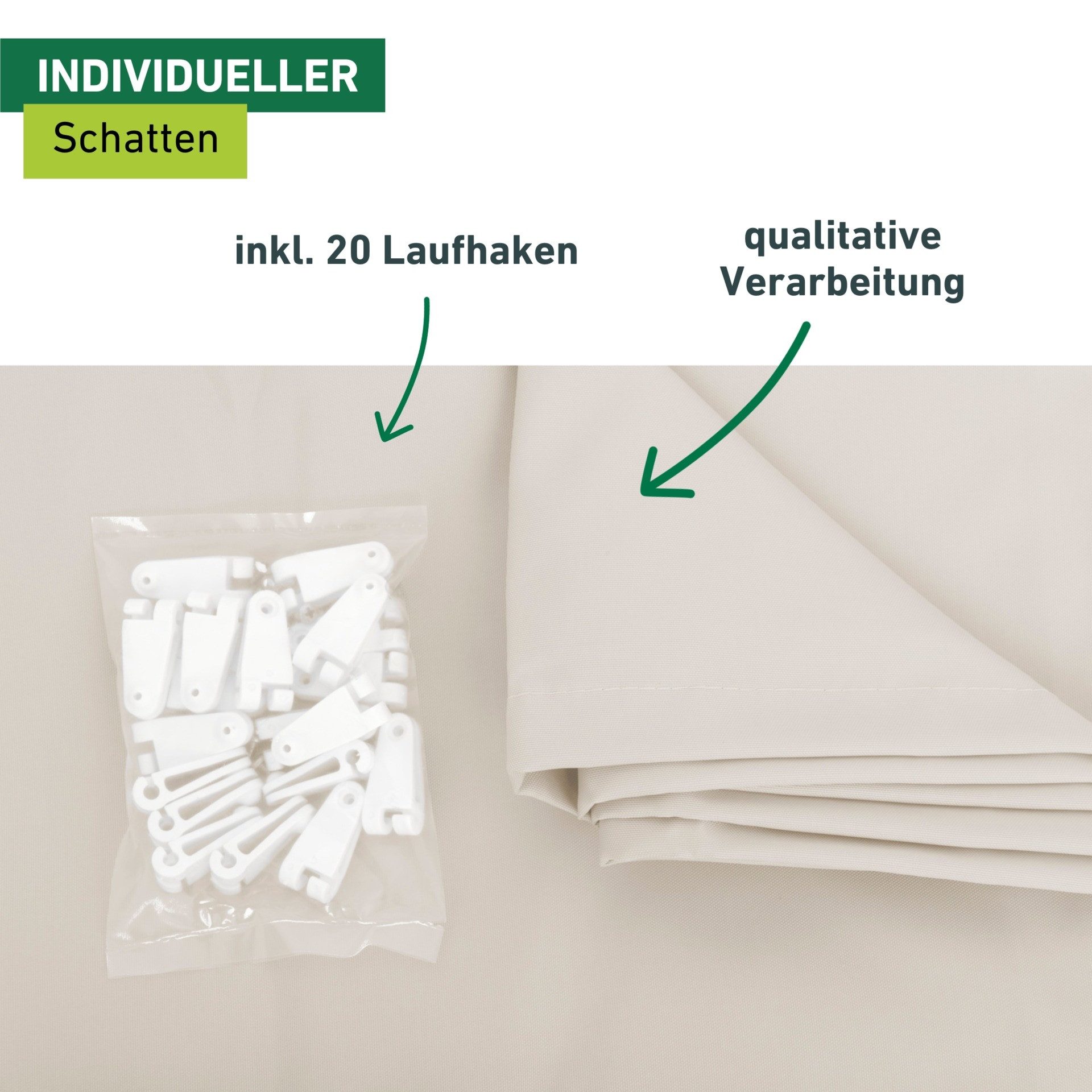 Windhager Sonnensegel, für Seilspannmarkise, inklusive Laufhaken, 4,2x1,4 m