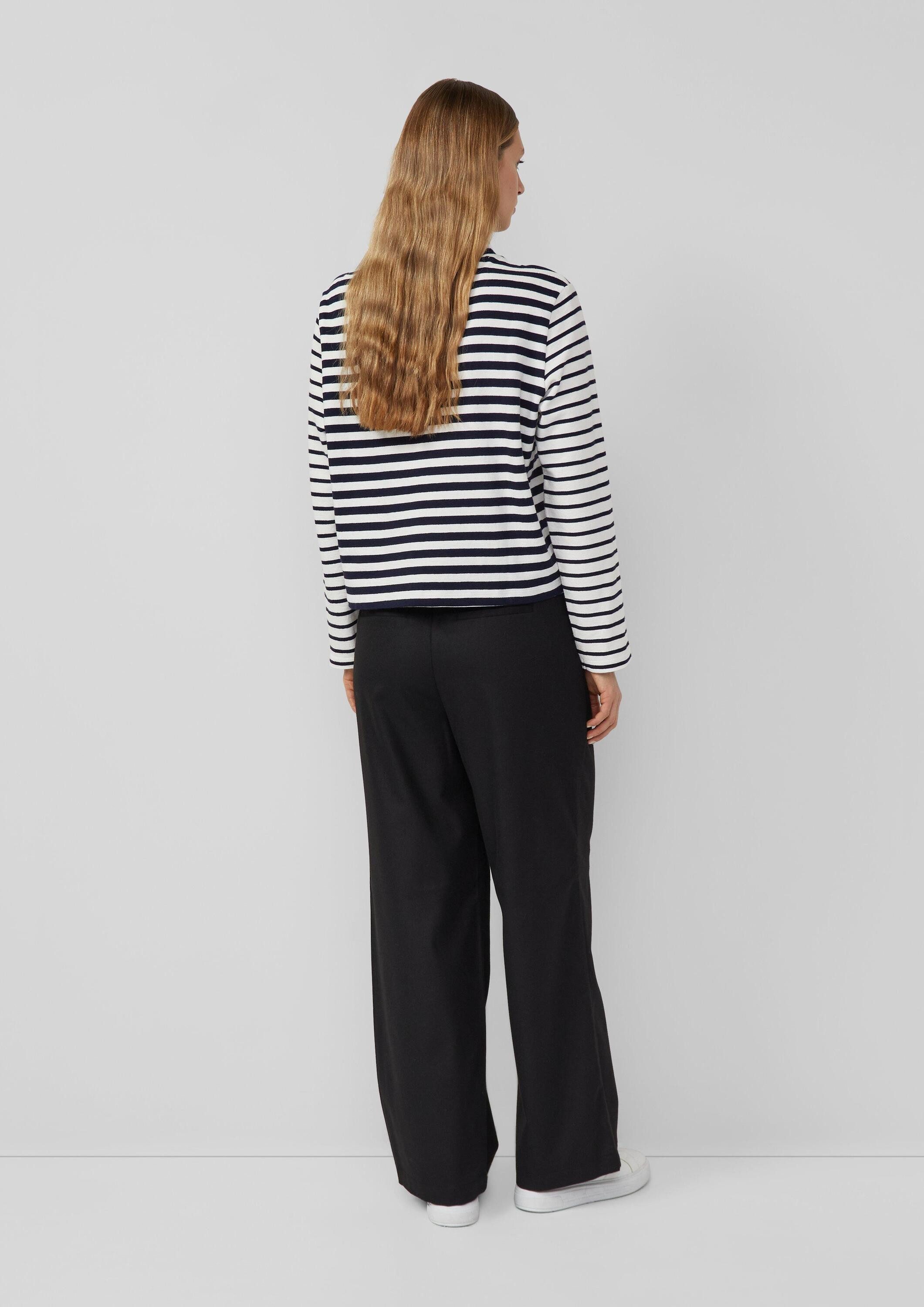 s.Oliver Sweatshirt Sweatshirt Gestreiftes Jersey-Sweatshirt mit Rundhalsausschnitt