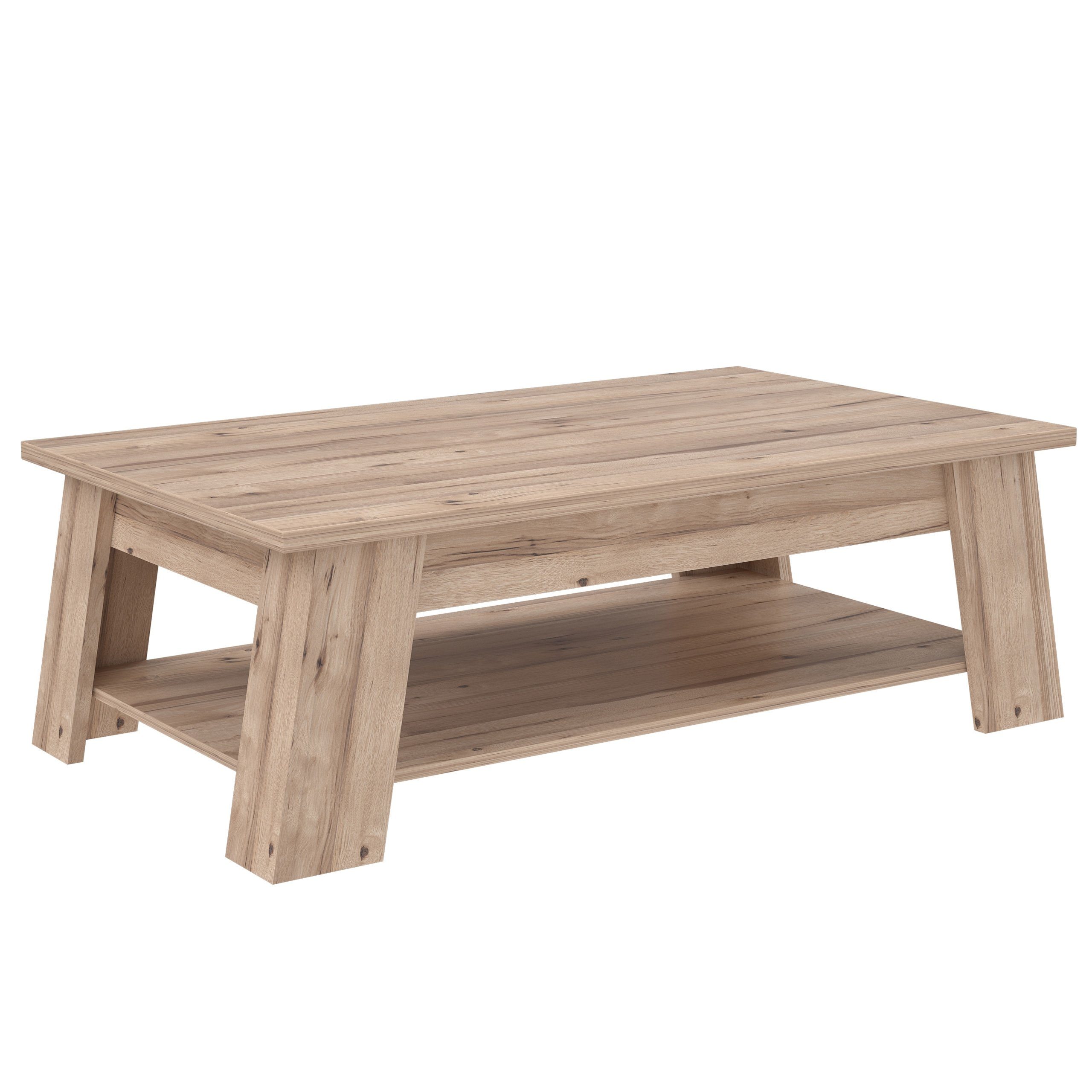 Newroom Couchtisch Planked Eiche 120 cm, Couchtisch Planked Eiche Skandi Modern Wohnzimmertisch Sofatisch