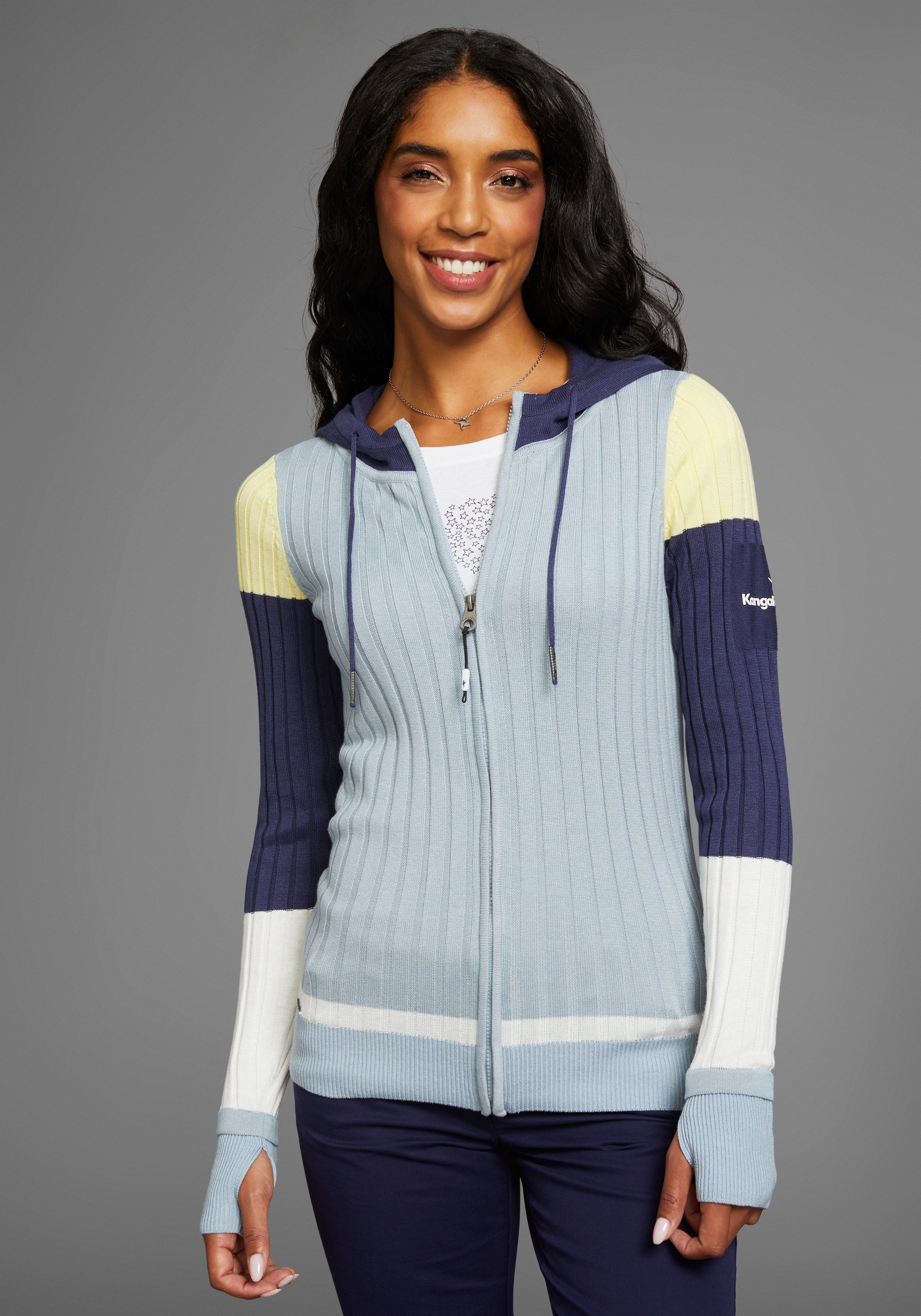 KangaROOS Kapuzenstrickjacke mit Colorblock, große Größen günstig online kaufen