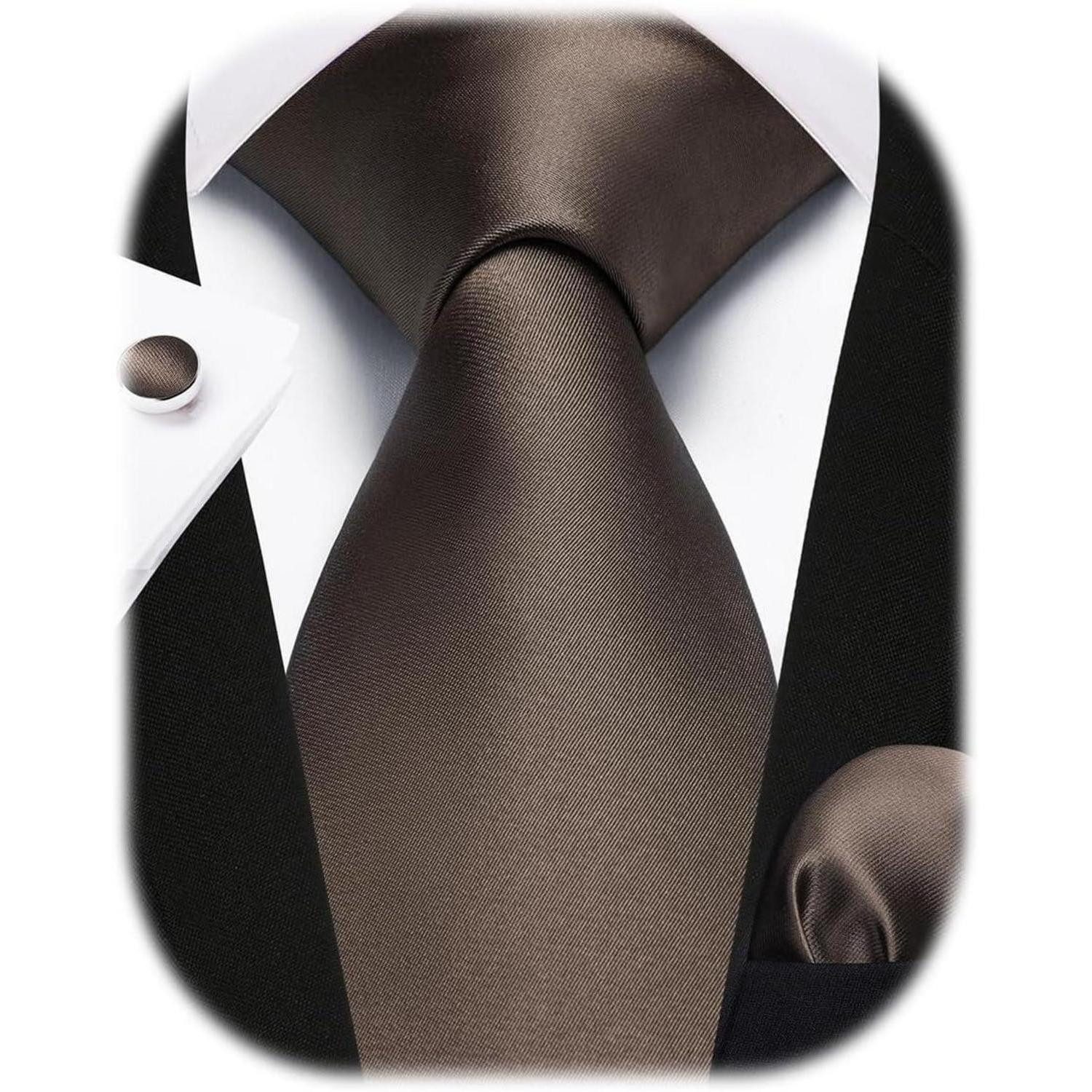 LuxusKollektion Krawatte Krawatte Herren Seide Hochzeit Paisley Set Einstecktuch J Braun