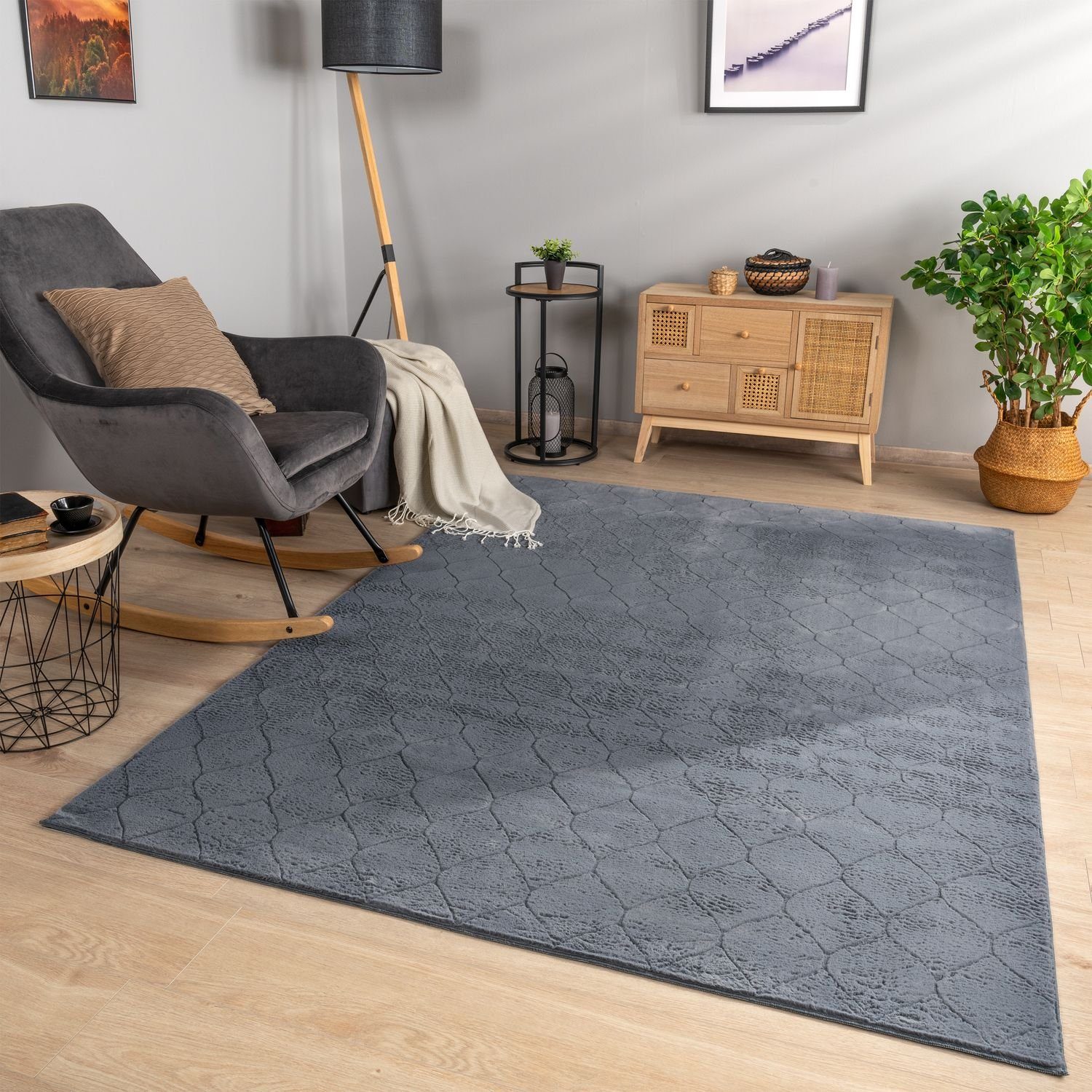 Teppich Wohnzimmer Teppich Esszimmer Kurzflor Geometrisches Muster Skandi, TT Home, Läufer, Höhe: 16 mm