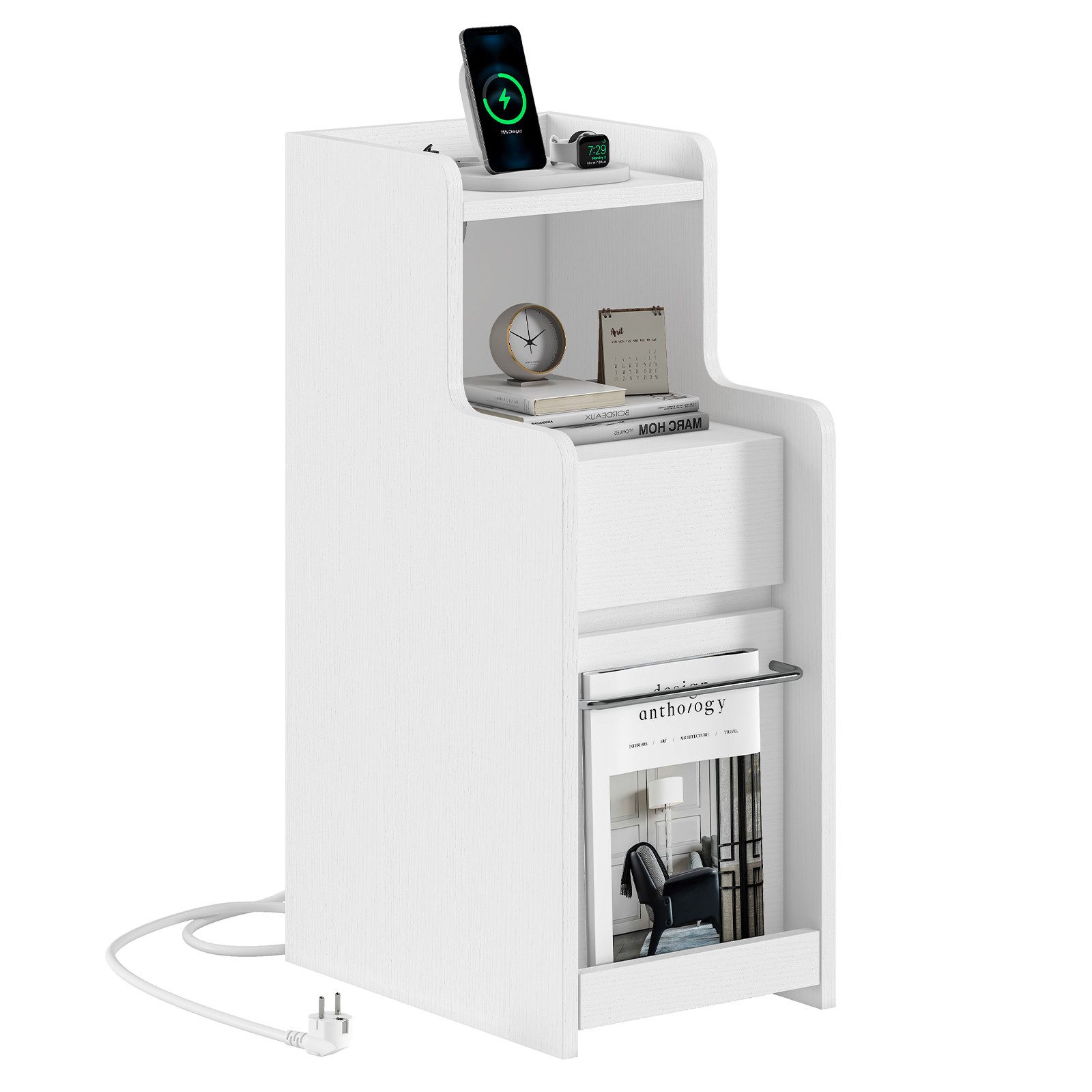 MSMASK Nachttisch Ladefunktion LED-Licht, 2 Schubladen, (1-St) günstig online kaufen