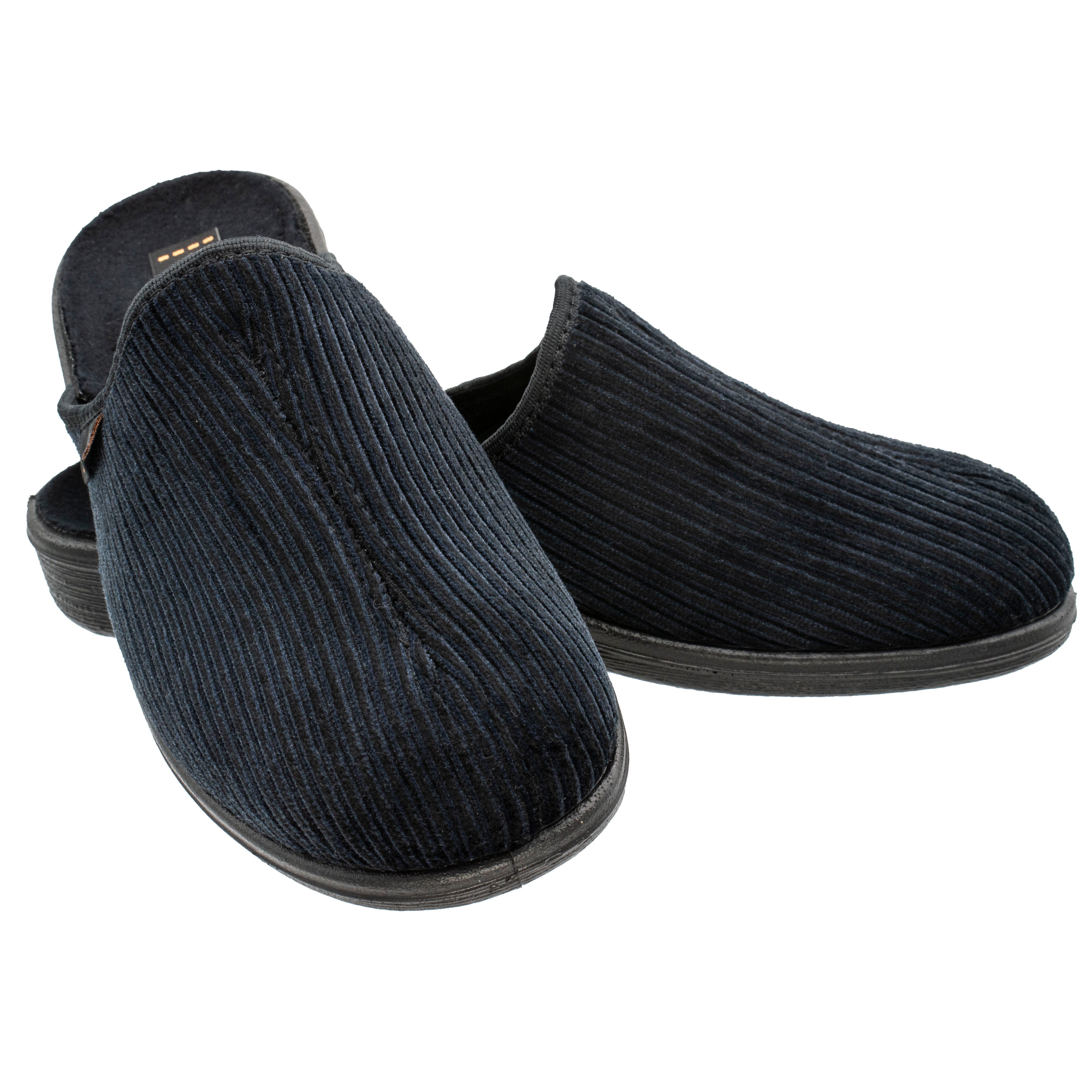 Fischer-Markenschuh Frank Pantoffel Streifencord, Moltonfutter