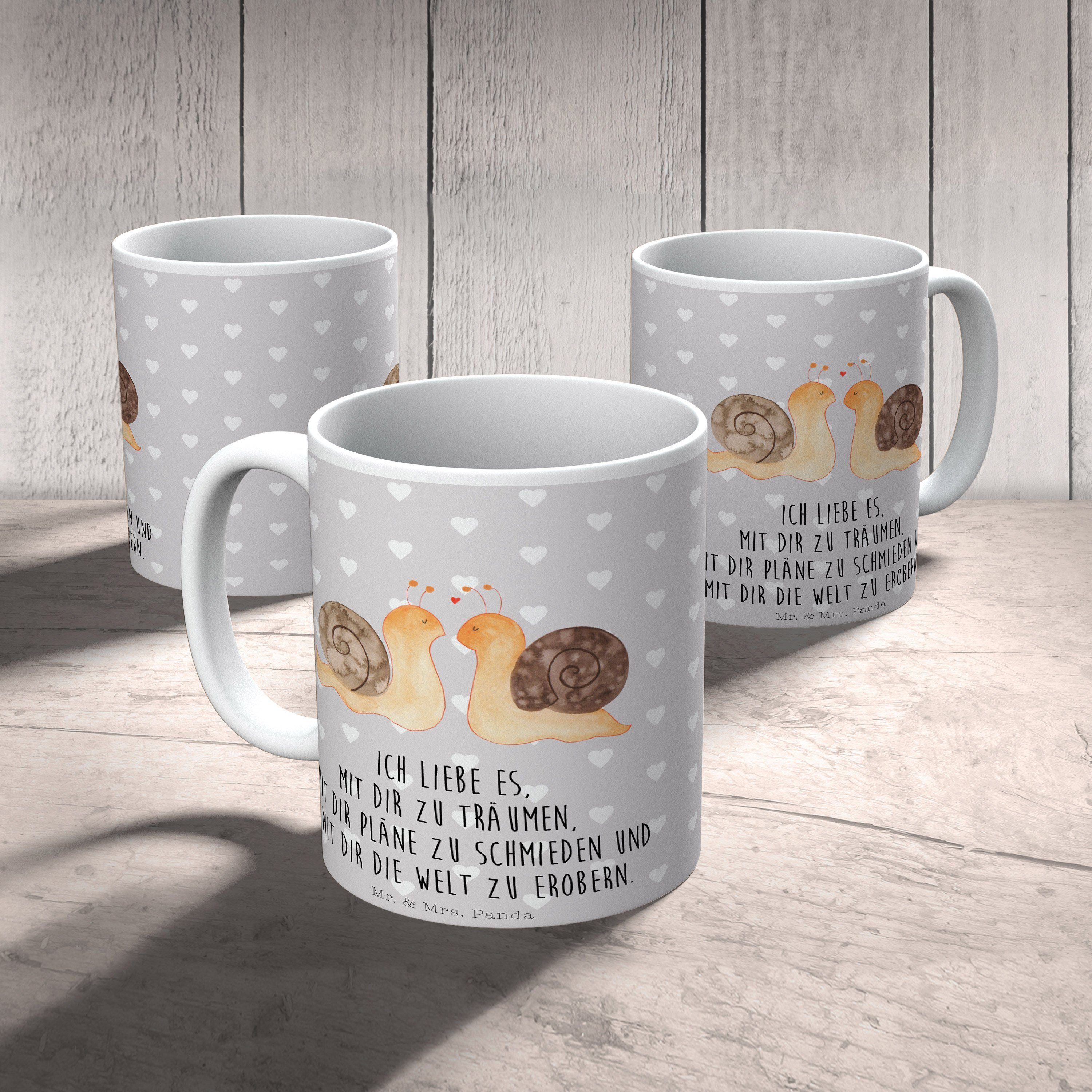 Pastell - Grau Tasse Sprüche, Geschenk, Mr. Mrs. & Tasse Tasse, Liebe Schnecken Panda Keramik - Paar,