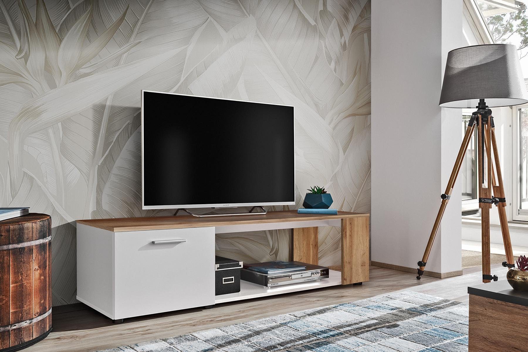 Luxus Weiß TV-Schrank) Neu Europa TV-Schrank JVmoebel Kommode Wohnzimmer TV-Schrank in (1-St., Designer Holz Made