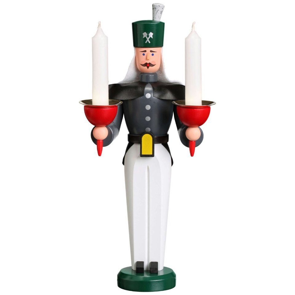 Seiffener Volkskunst Weihnachtsfigur Lichterfigur Bergmann farbig, Handarbeit aus dem Erzgebirge