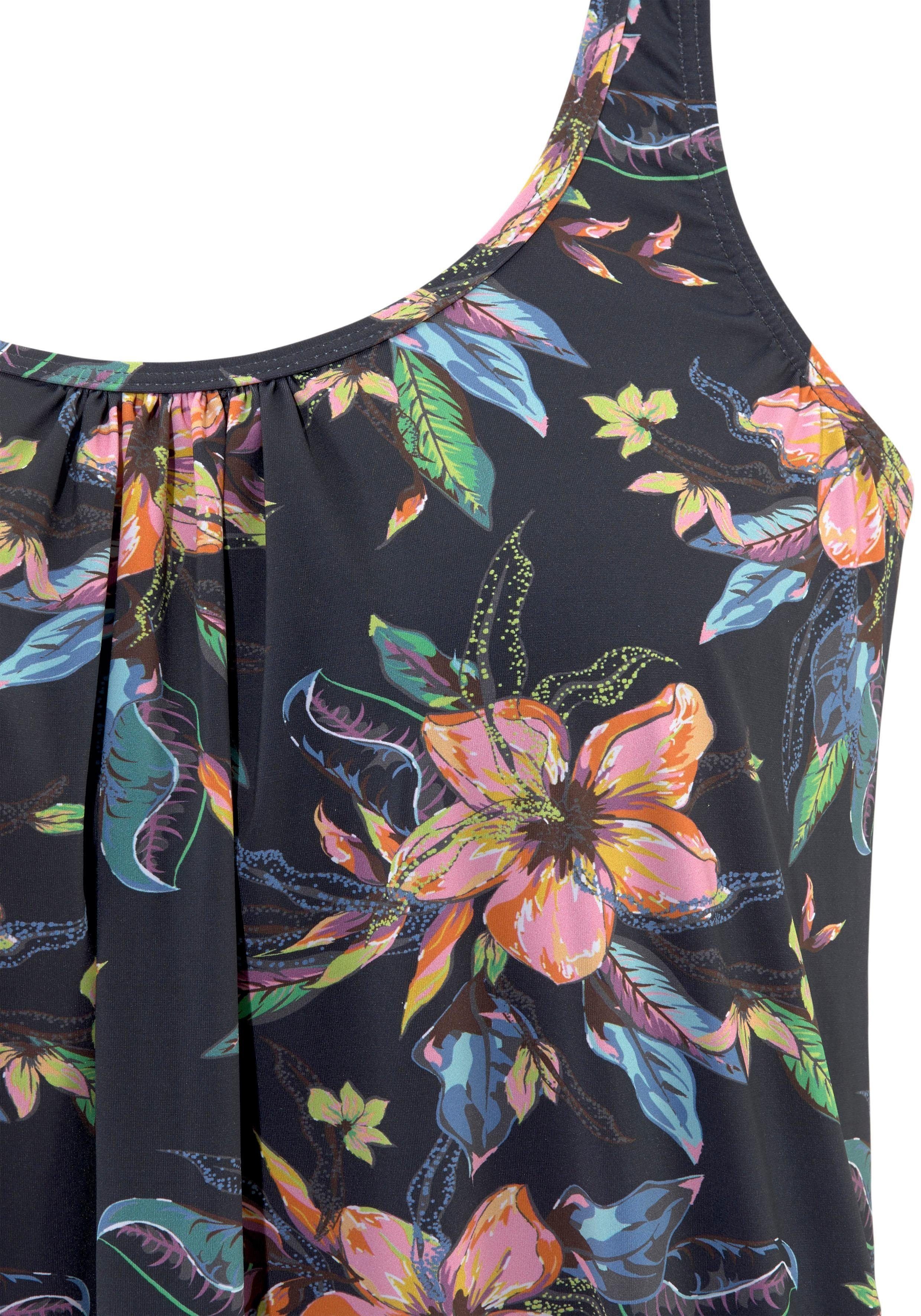 LASCANA Tankini-Top Malia, mit lockerem Schnit und tropischem Print