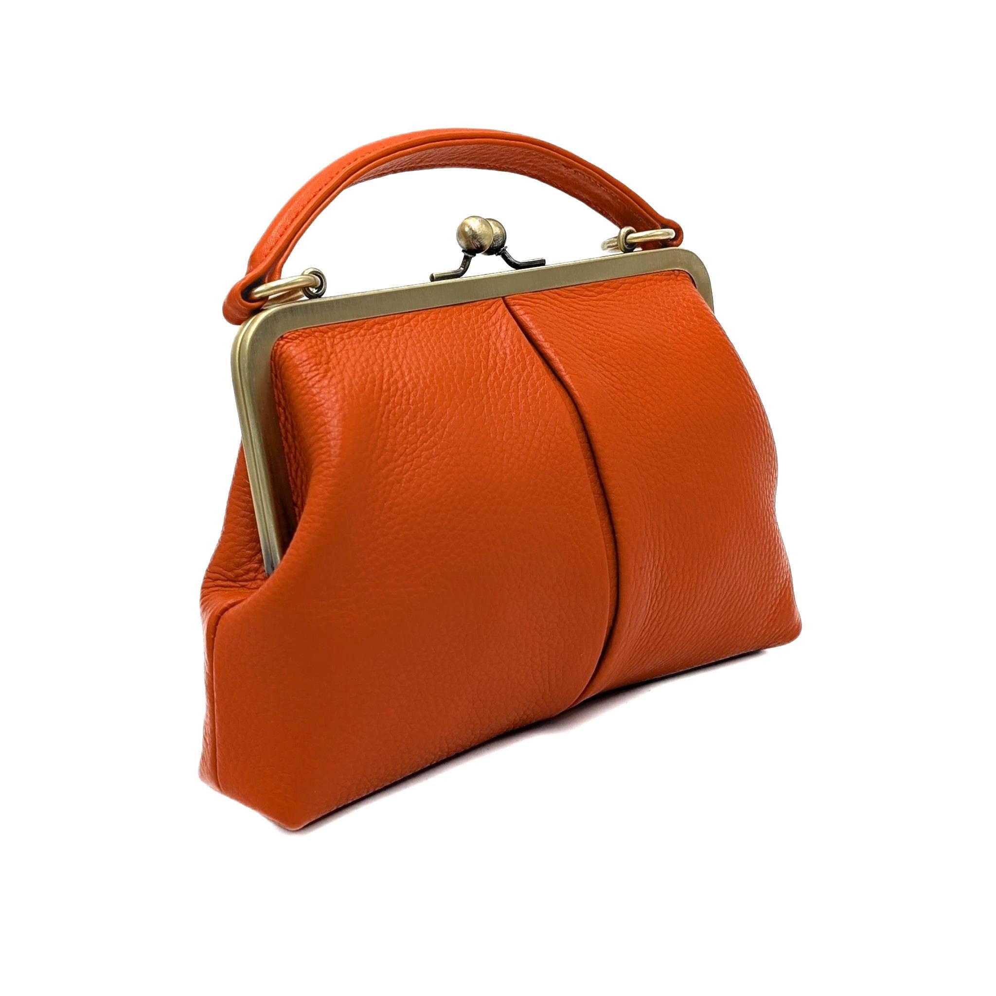 Taschenkinder Handtasche Damen Handtasche Leder "Kleine Olive", Umhängetasche, Vintage Stil., Echtleder Tasche mit Bügelverschluss