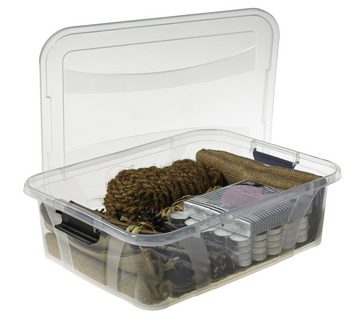 Logiplast Aufbewahrungsbox Set Aufbewahrungsboxen 21 Ltr. + 32 Ltr. + 55 Ltr. - 1 Stück (Spar-Set, 3 Stück), lebensmittelunbedenklich, leicht zu reinigen, transparent