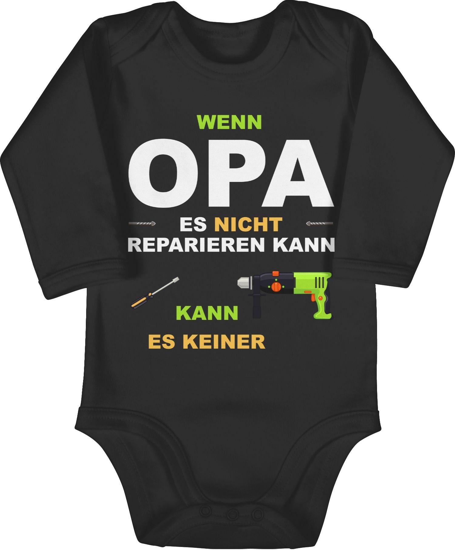 Shirtracer Shirtbody Wenn Opa es nicht reparieren kann kann es keiner Strampler Baby Mädchen & Junge 2 Schwarz