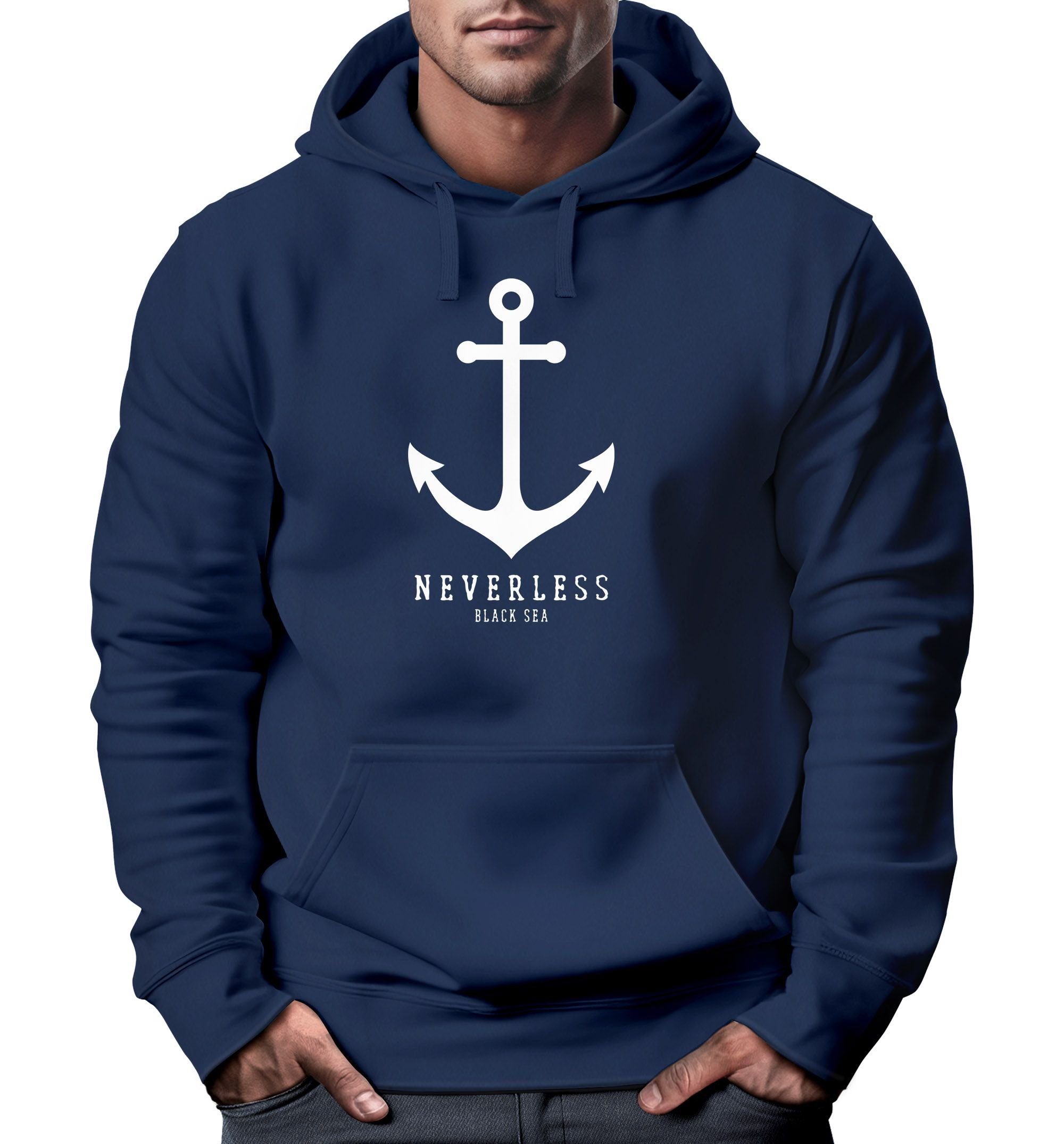 Neverless Hoodie Hoodie Herren Anker Nautical Sailor Segeln Kapuzen-Pullove günstig online kaufen