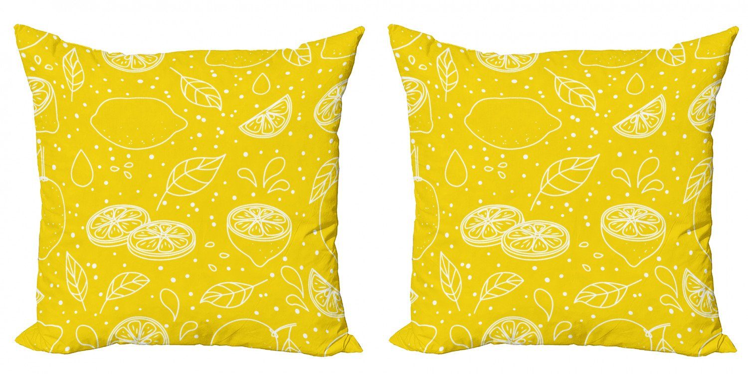 Abakuhaus Digitaldruck, Modern Accent Stück), Zitronen (2 und Weiß Gelb Doppelseitiger Kissenbezüge Juicy