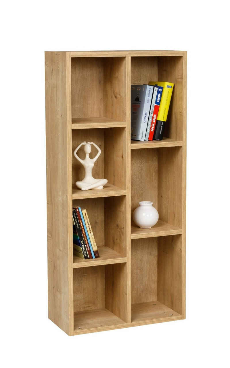 Furni24 Bücherregal Bücherregal mit 7 Fächern, Saphir Eiche Dekor, 49,5x24x106 cm