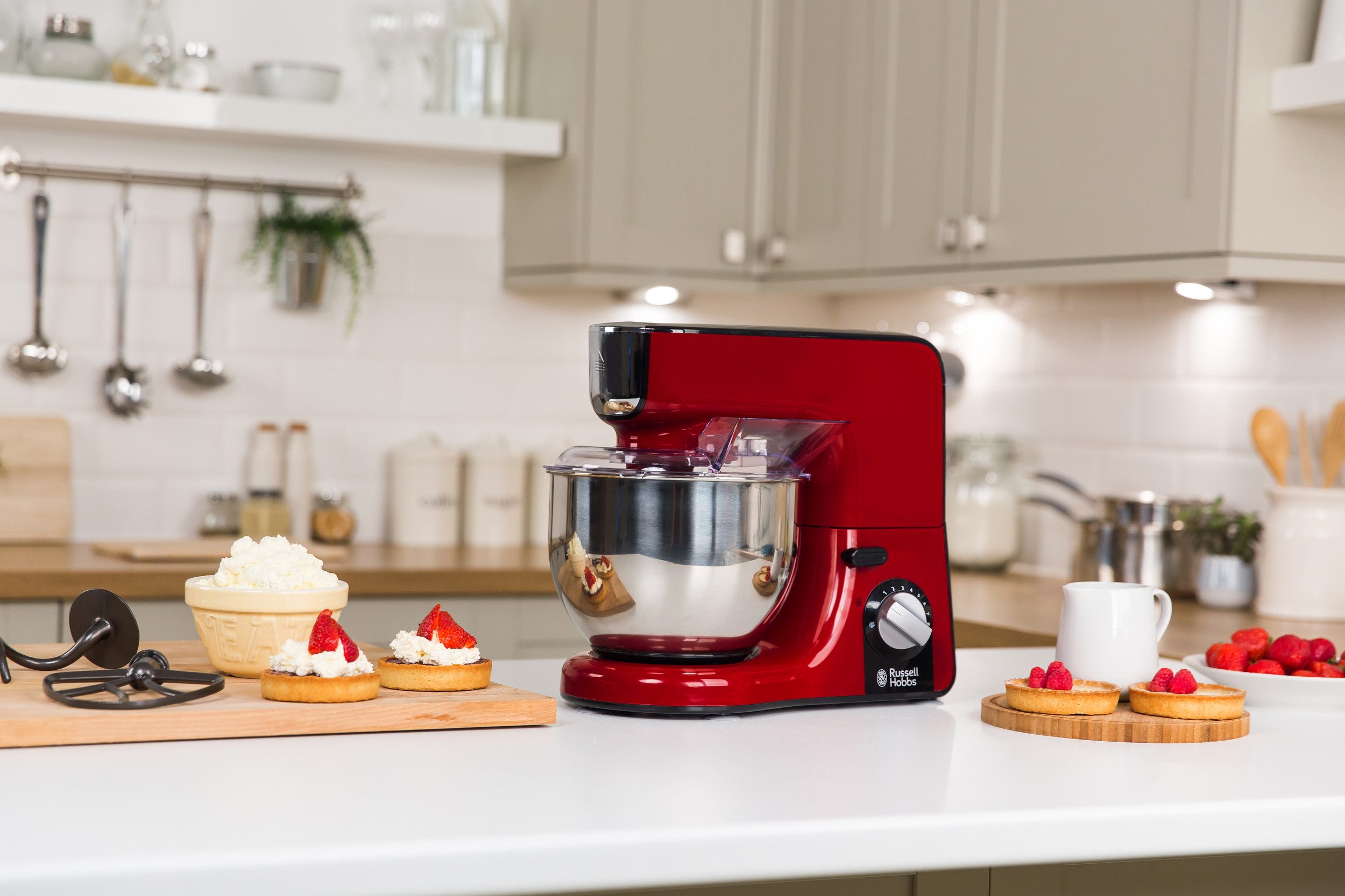 RUSSELL HOBBS Küchenmaschine 23480-56 Multi Desire Rot, 1000 W, 5 l Schüssel, Knetmaschine, Standmixer/Zerkleinerer, 3 Rührwerkzeuge