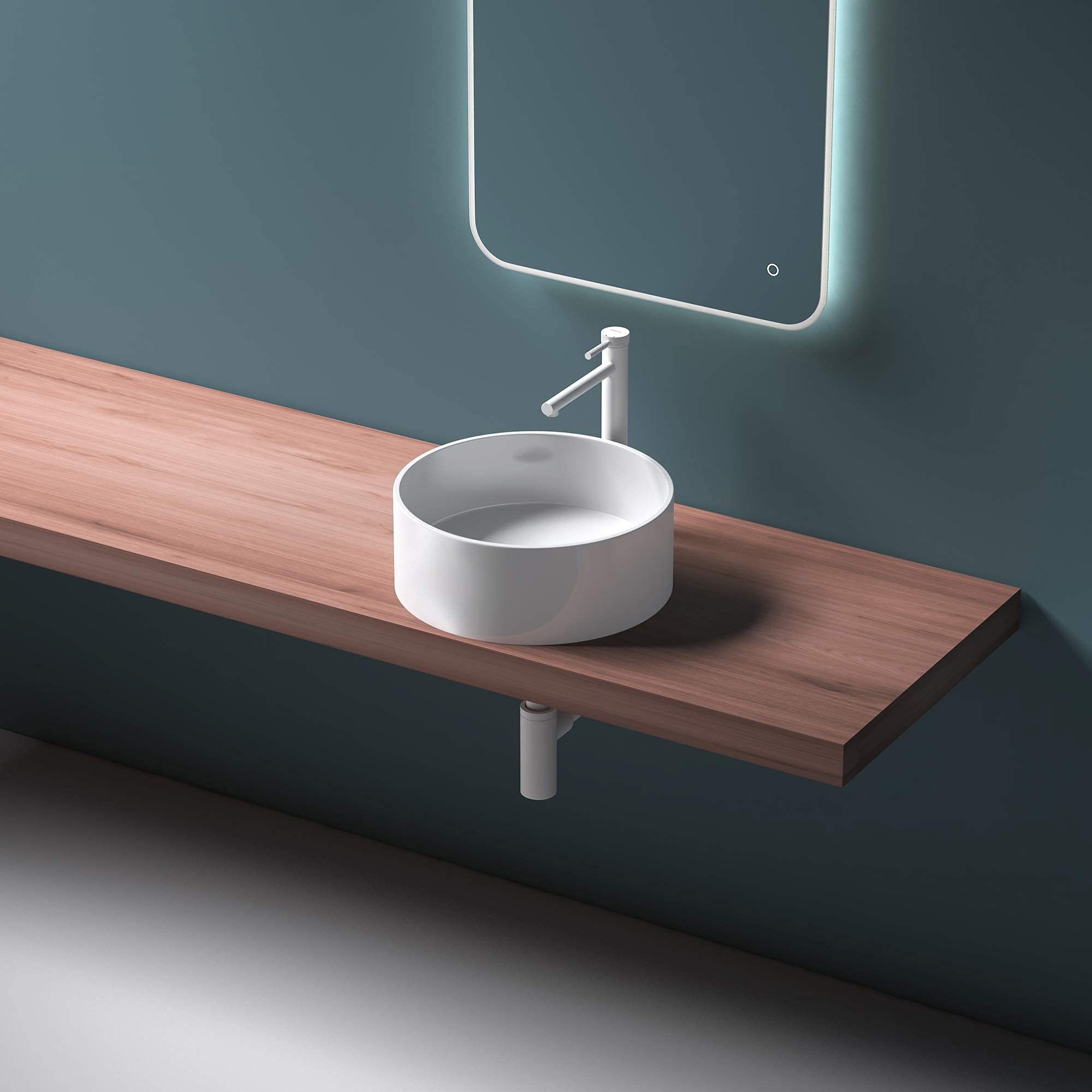 Mai & Mai Aufsatzwaschbecken Waschbecken Waschtisch rund Aufsatzwaschbecken Gussmarmor col804