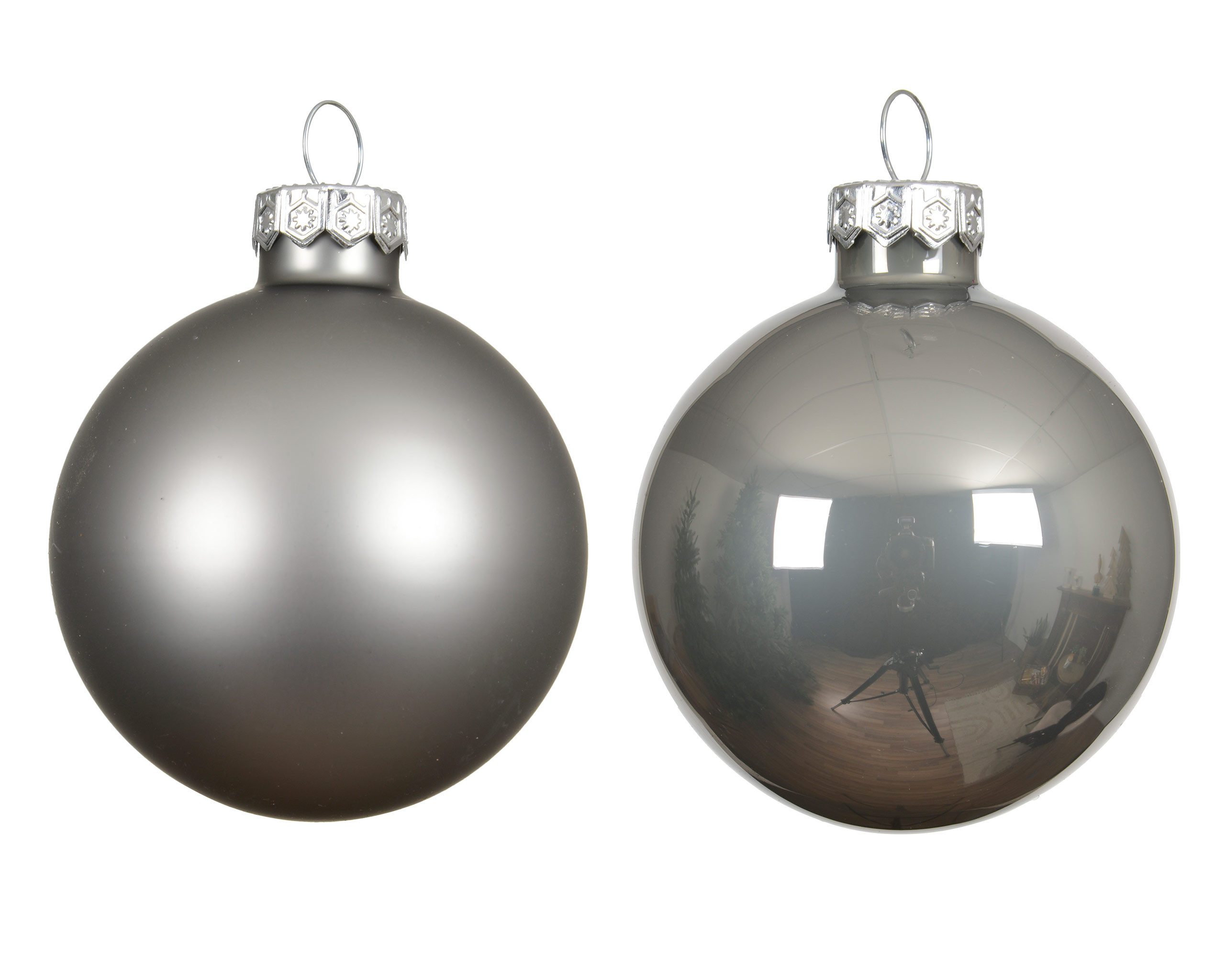 Kaemingk Weihnachtsbaumkugel, Weihnachtskugeln Glas 3,5cm 16 Stück - Zart Grau