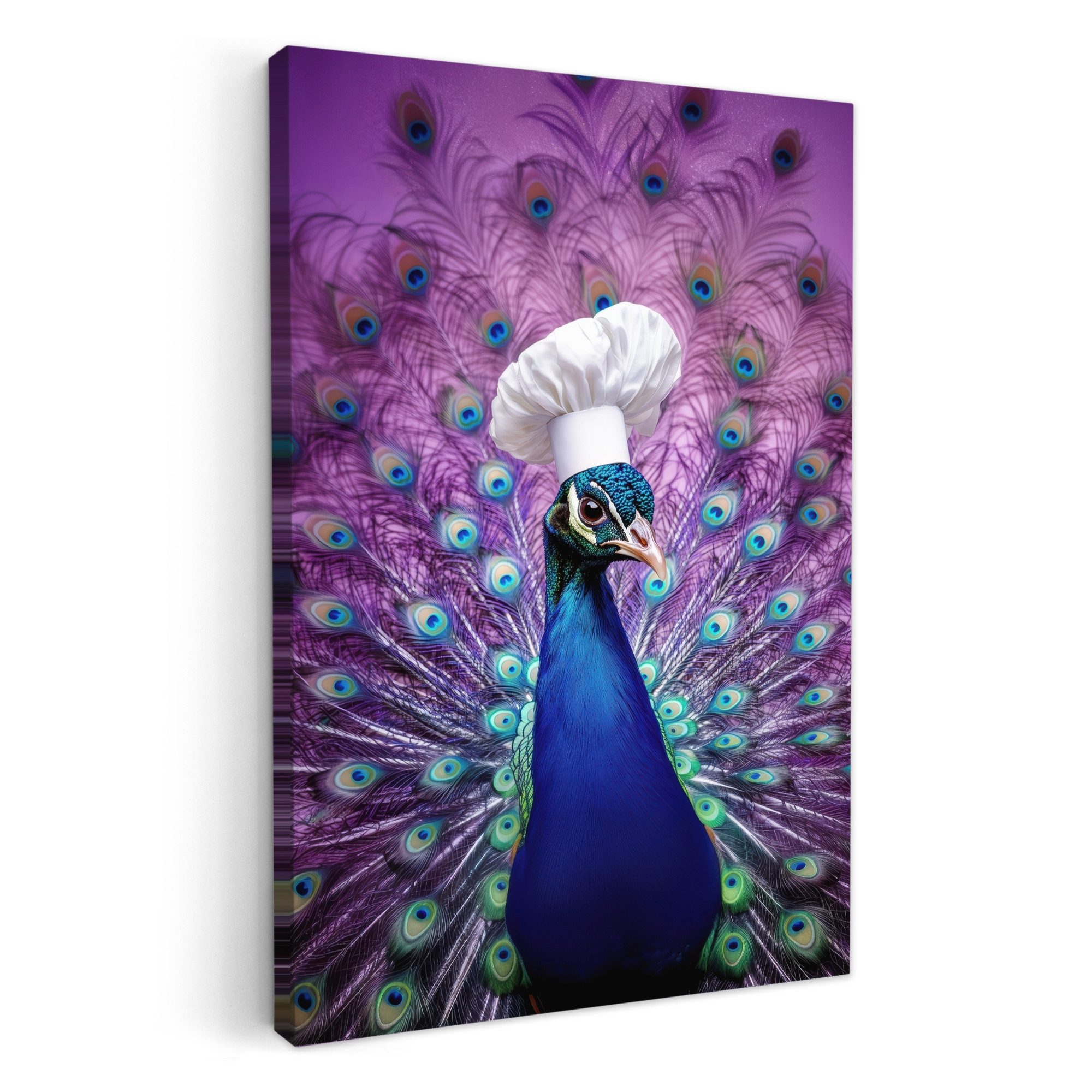 OneMillionCanvasses® Leinwandbild Pfau - Kochmütze - günstig online kaufen