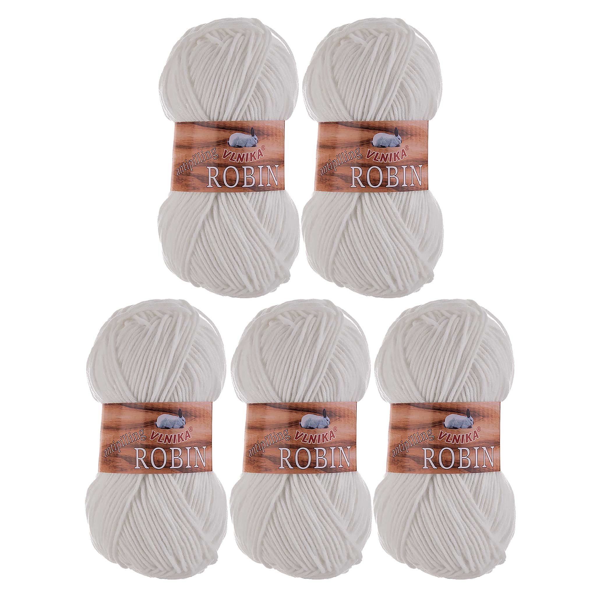 maDDma 0,5 kg Strickgarn Robin Antipilling Winter Handstrickgarn Häkelgarn Häkelwolle, 150 m (Sparpaket, 5 Knäuel je 100g), 40 creme